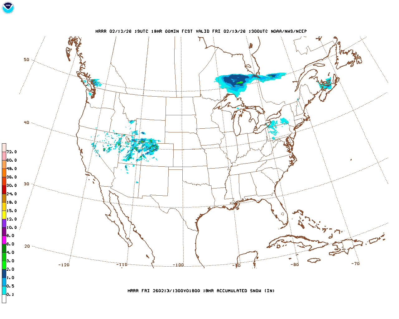 Latest 18 hour total precipitation forecast