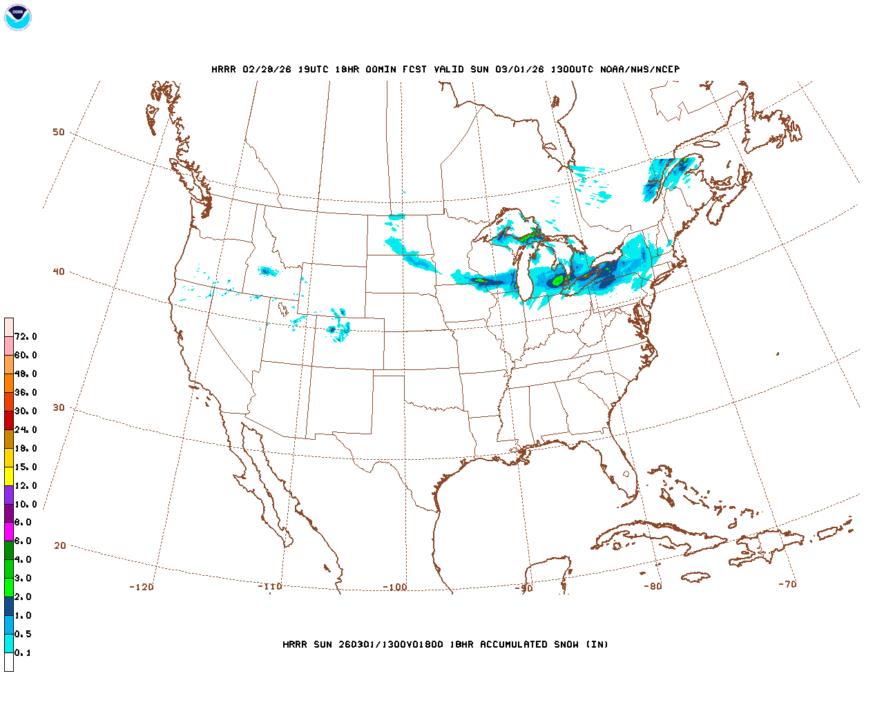 Latest 18 hour total precipitation forecast