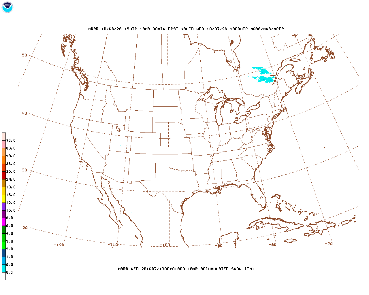 Click to enlarge the hourly snow forecast Latest 18 hour total precipitation forecast