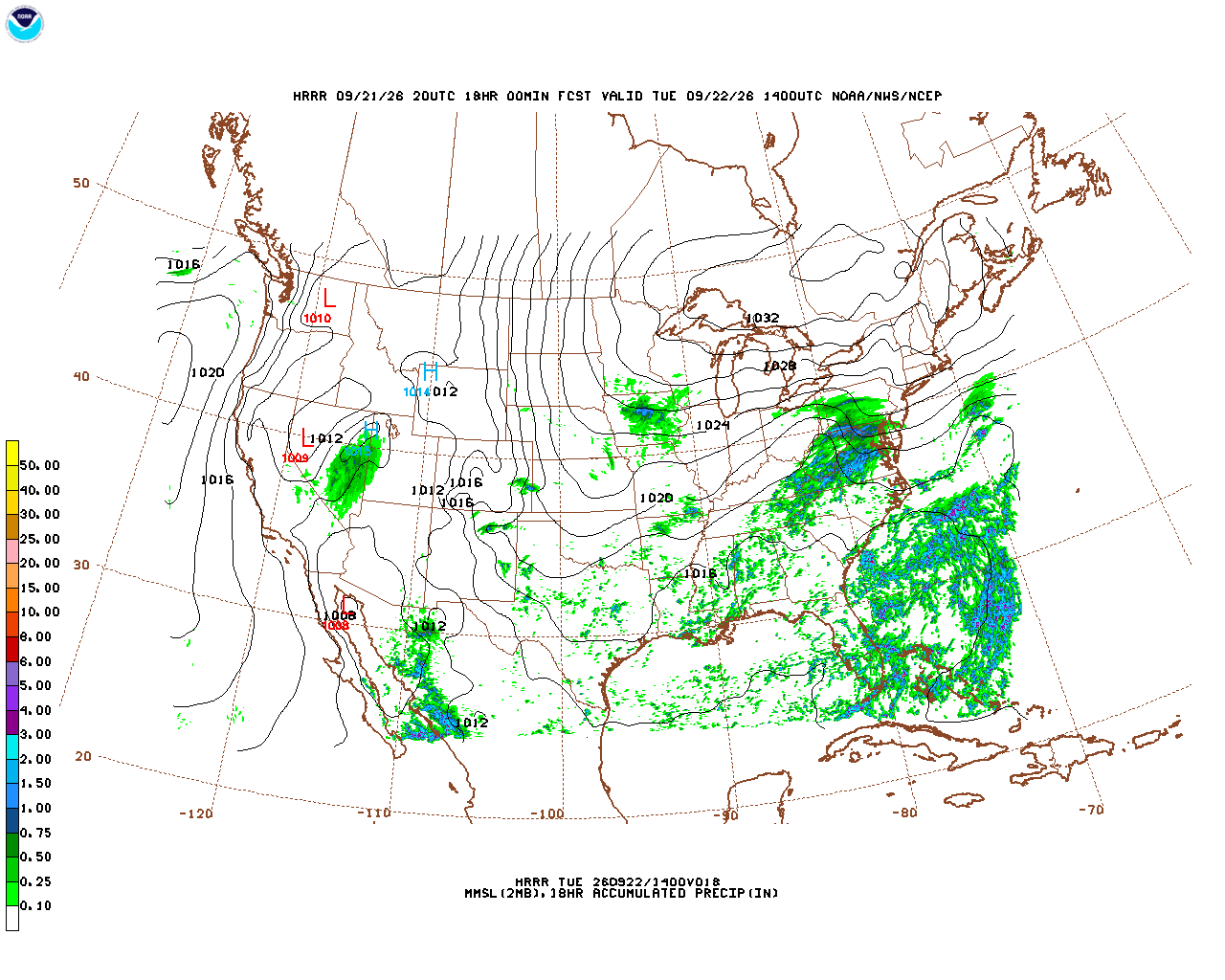 Click to enlarge the hourly precipitation forecast Latest 18 hour total precipitation forecast