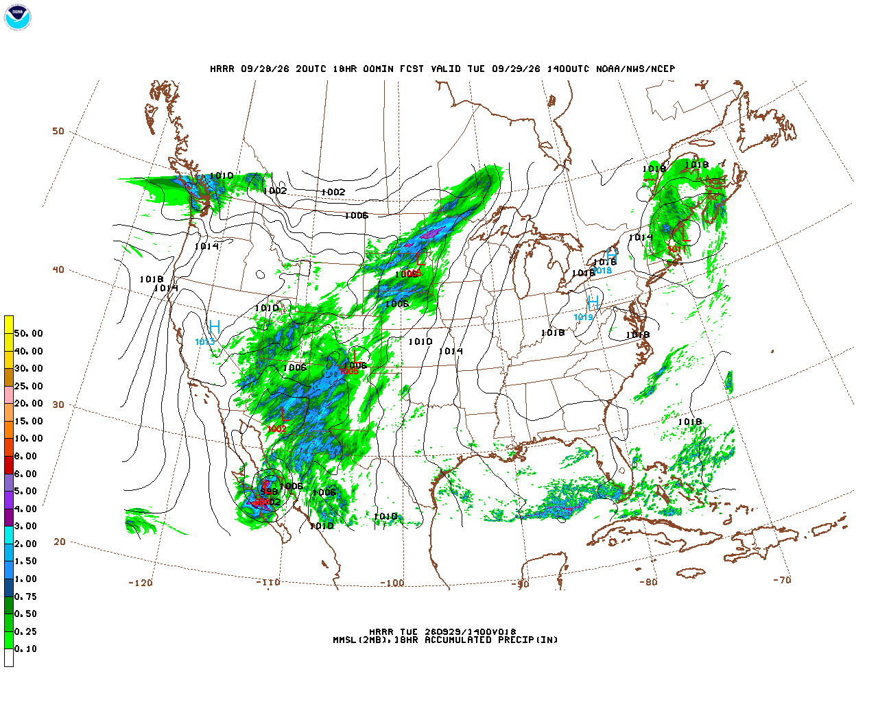 Click to enlarge the hourly precipitation forecast Latest 18 hour total precipitation forecast