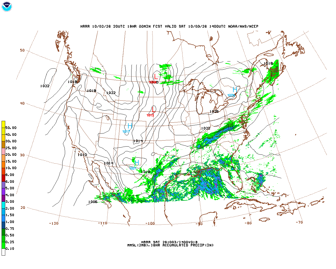 Latest 18 hour total precipitation forecast