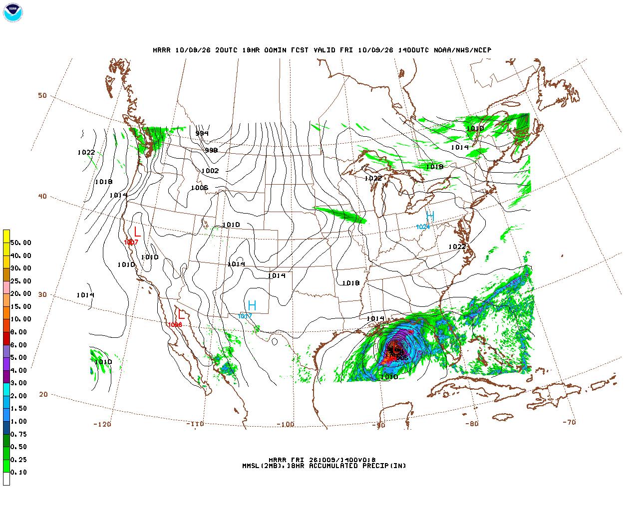 Click to enlarge the hourly precipitation forecast Latest 18 hour total precipitation forecast