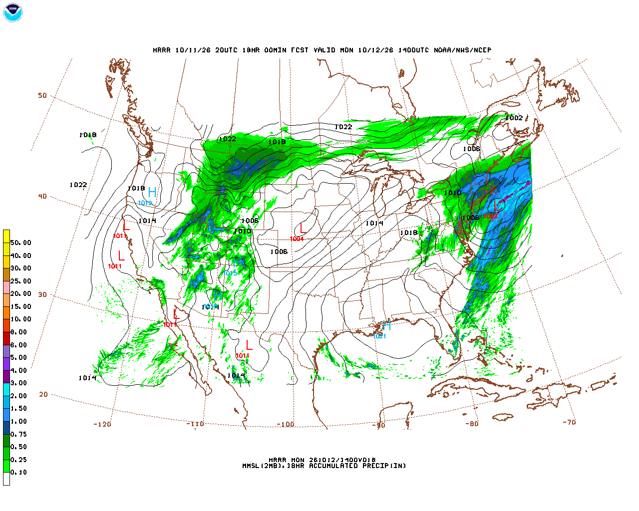 Click to enlarge the hourly precipitation forecast Latest 18 hour total precipitation forecast