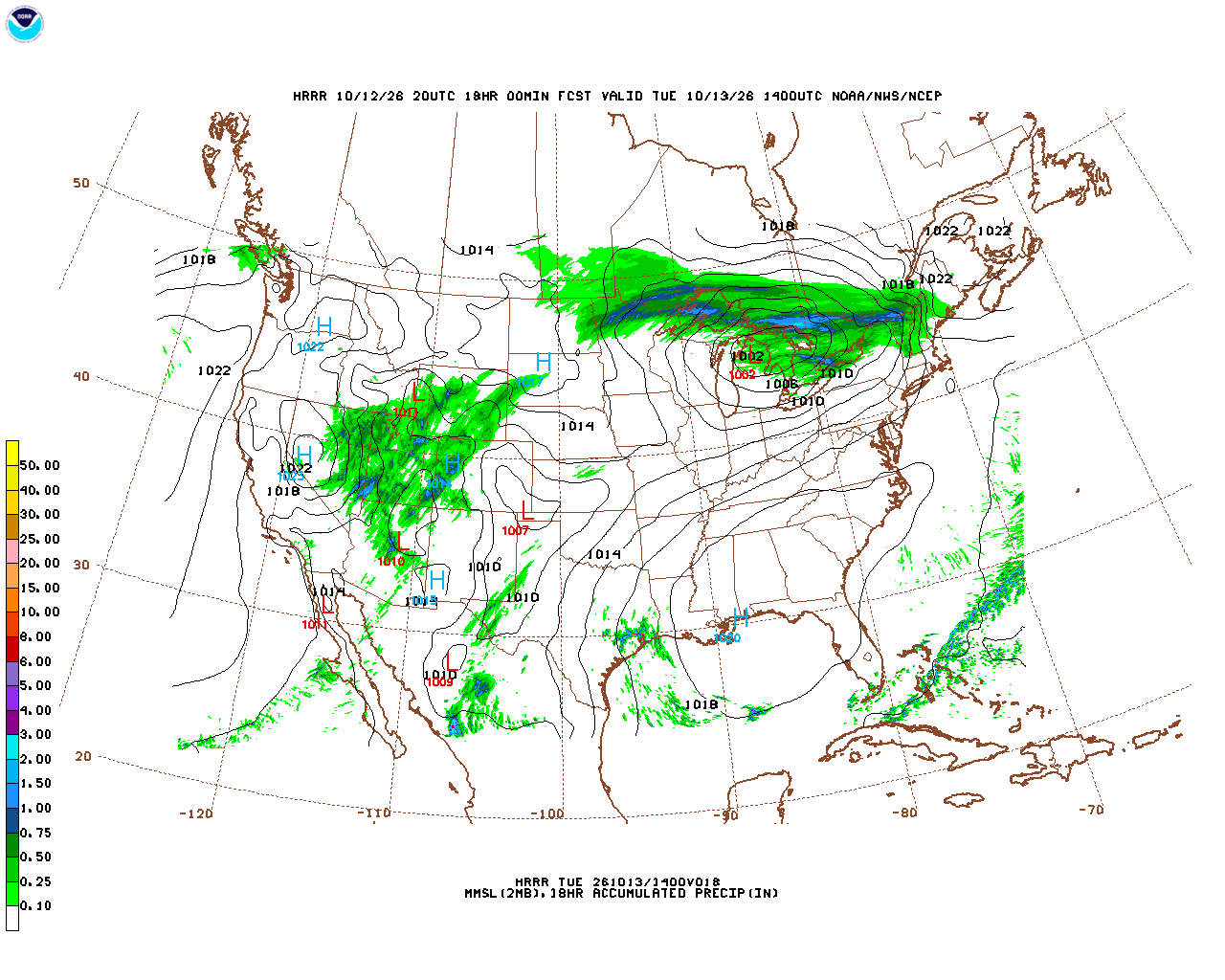 Click to enlarge the hourly precipitation forecast Latest 18 hour total precipitation forecast