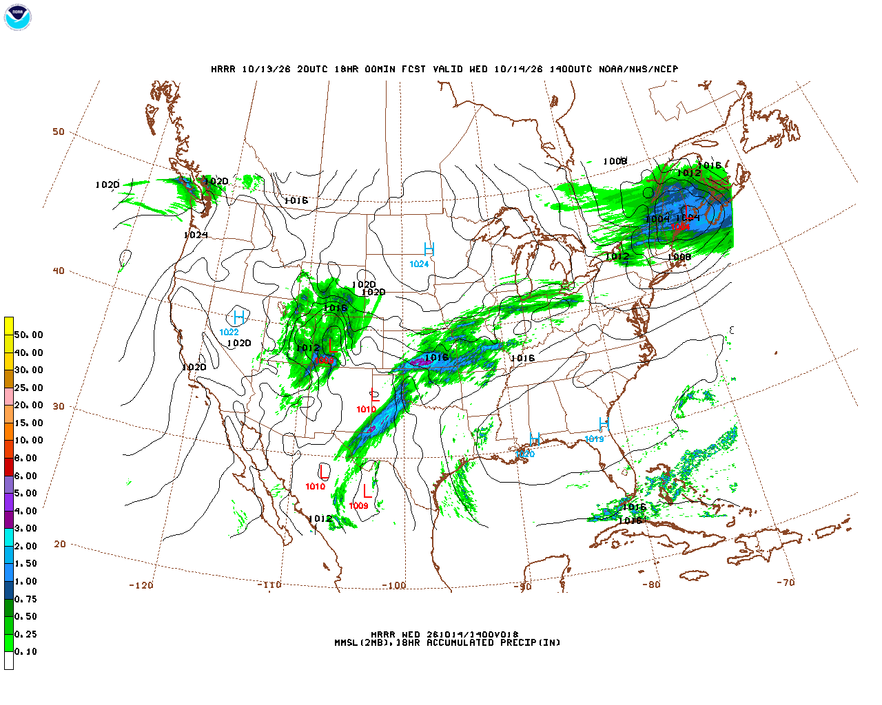 Click to enlarge the hourly precipitation forecast Latest 18 hour total precipitation forecast