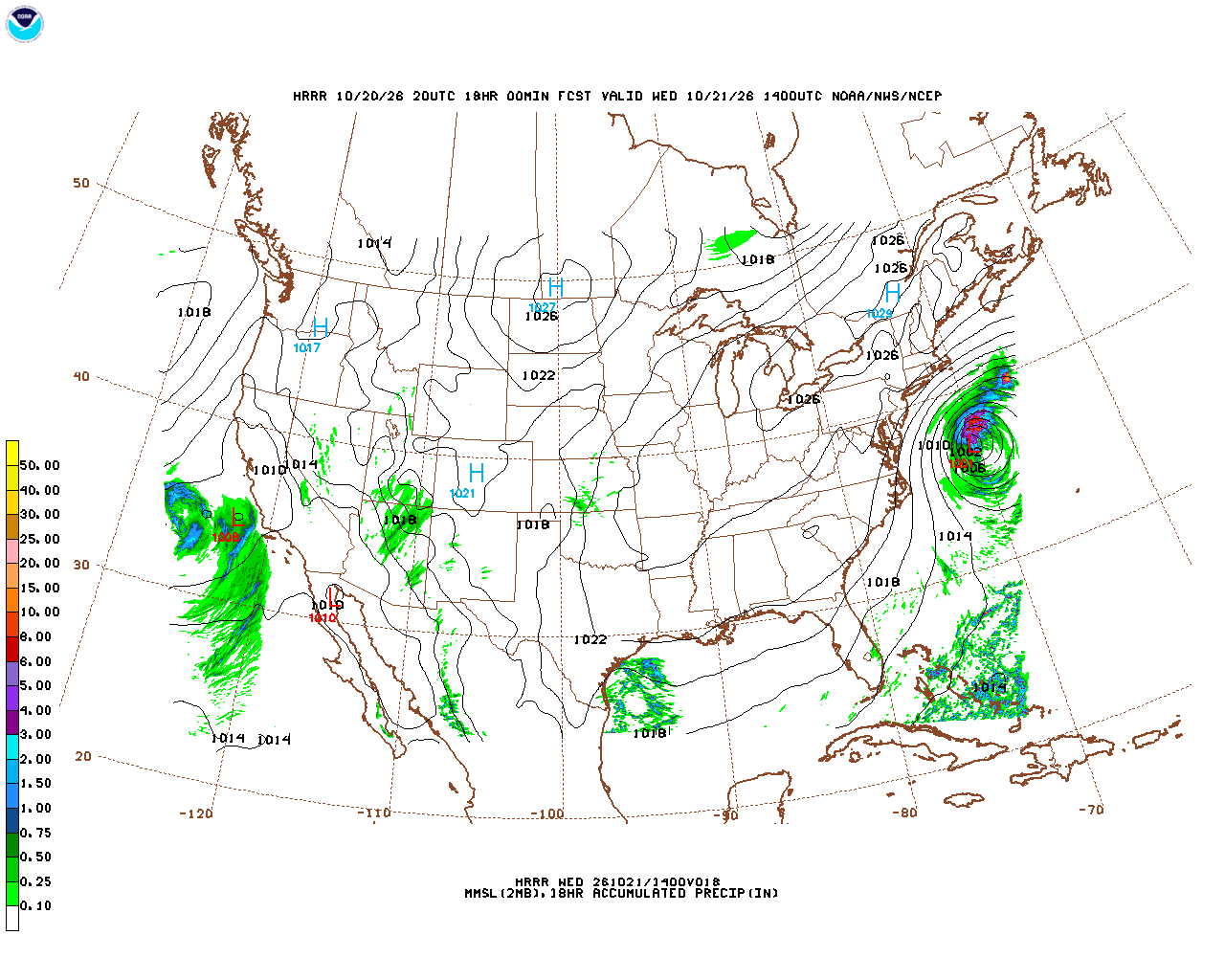 Click to enlarge the hourly precipitation forecast Latest 18 hour total precipitation forecast