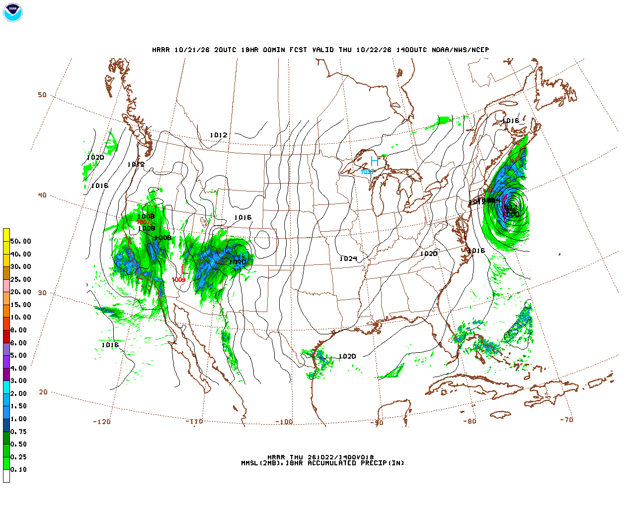 Click to enlarge the hourly precipitation forecast Latest 18 hour total precipitation forecast