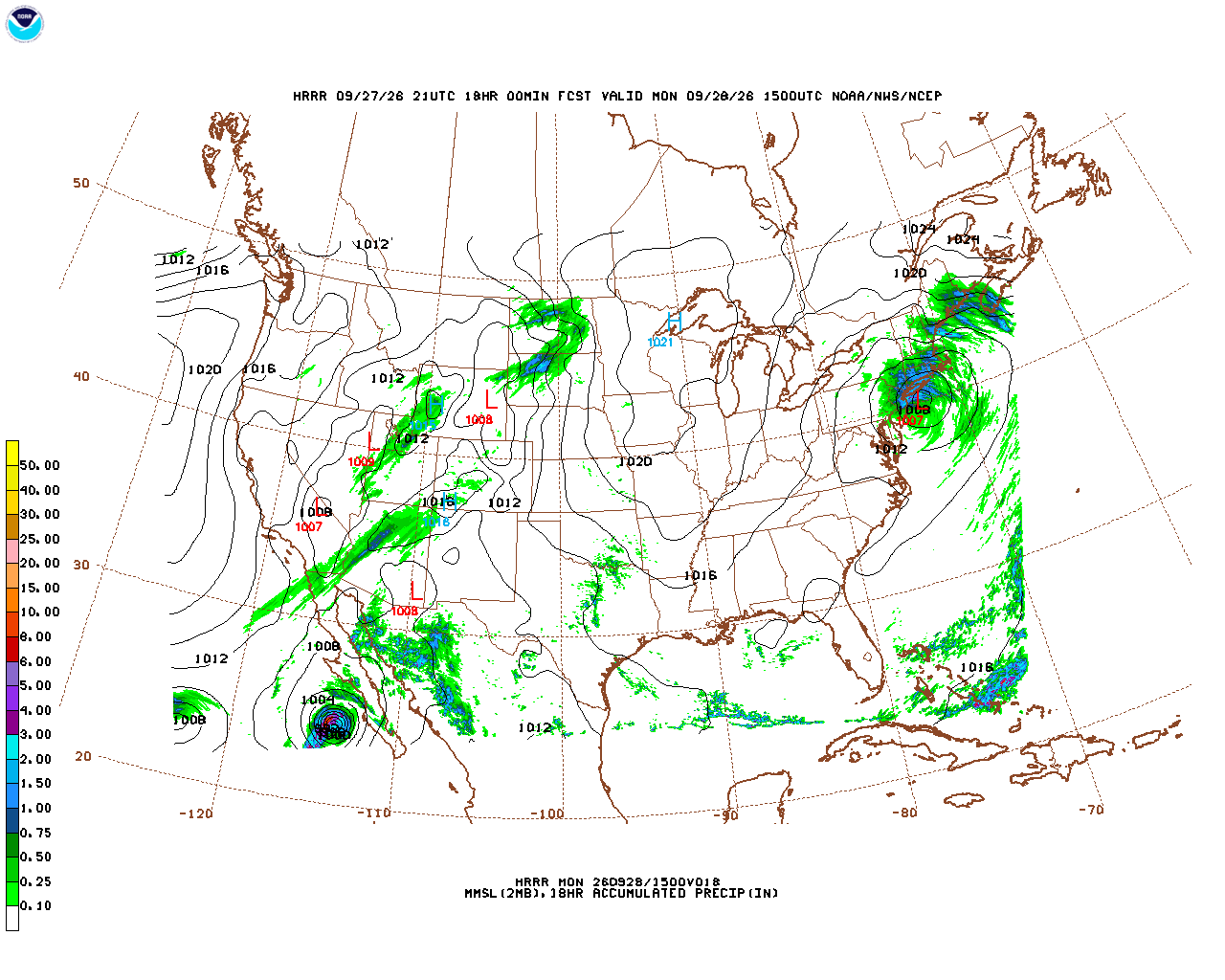 Latest 18 hour total precipitation forecast