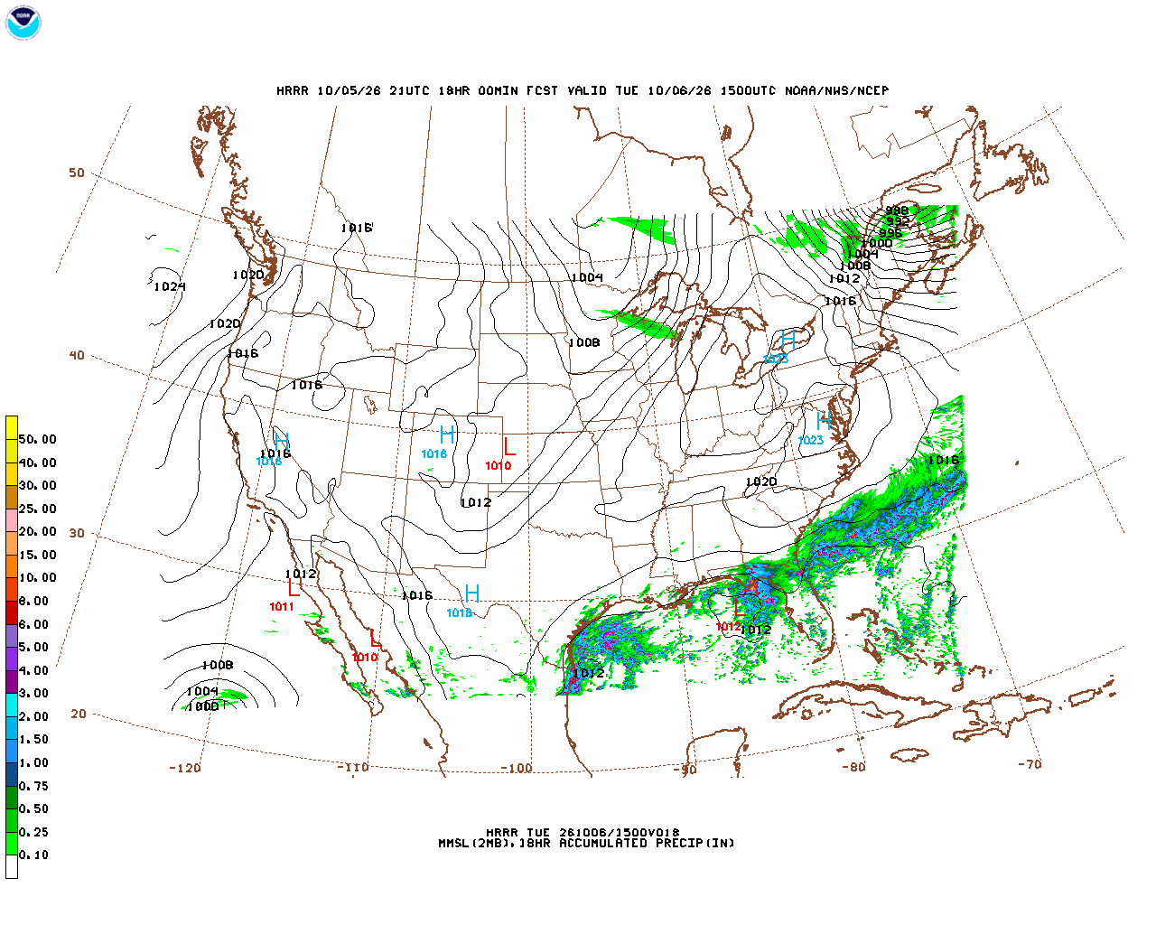 Click to enlarge the hourly precipitation forecast Latest 18 hour total precipitation forecast