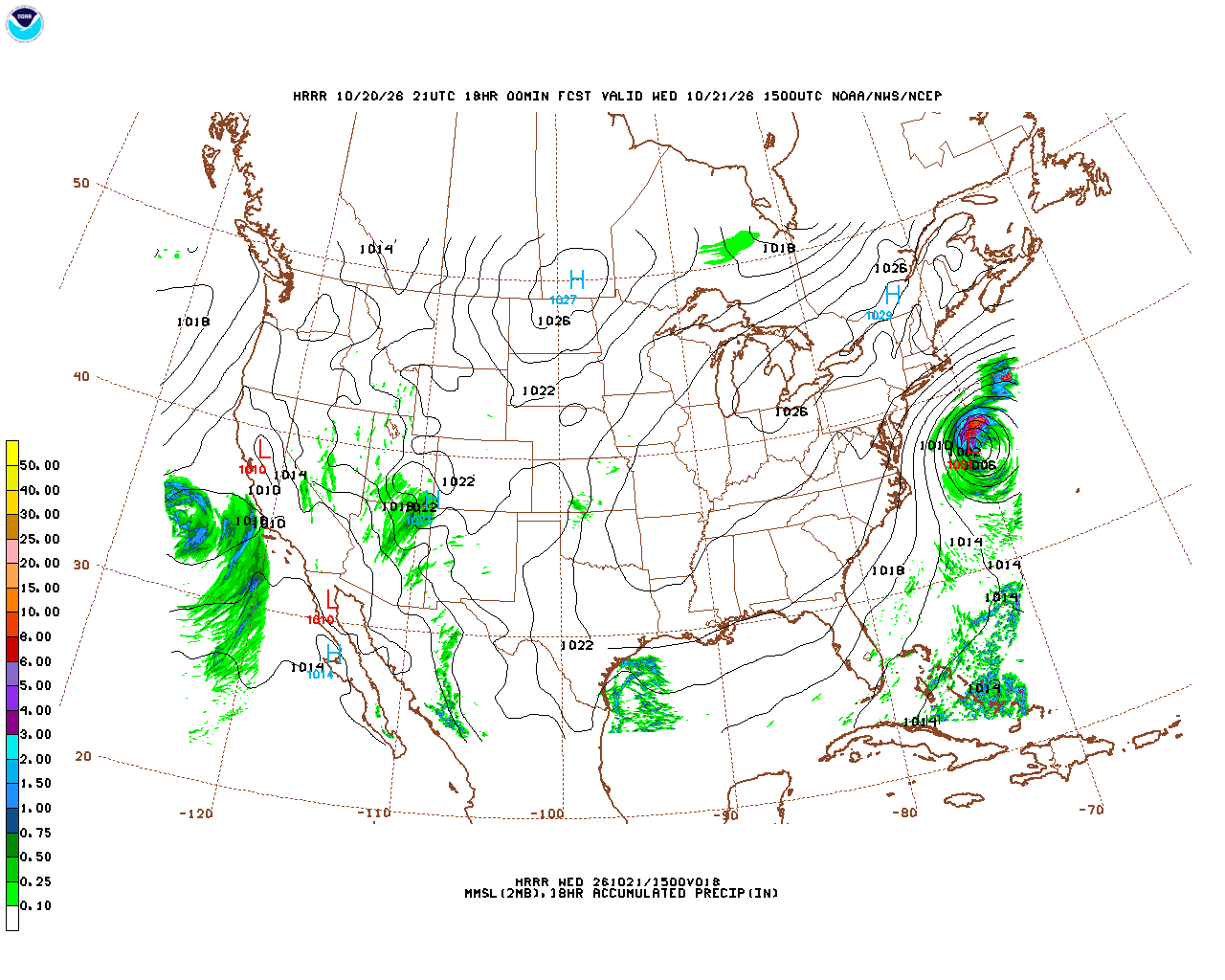 Latest 18 hour total precipitation forecast