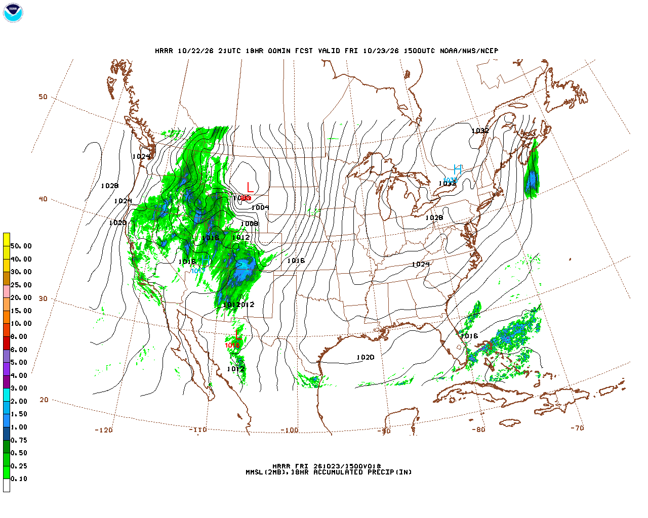 Click to enlarge the hourly precipitation forecast Latest 18 hour total precipitation forecast