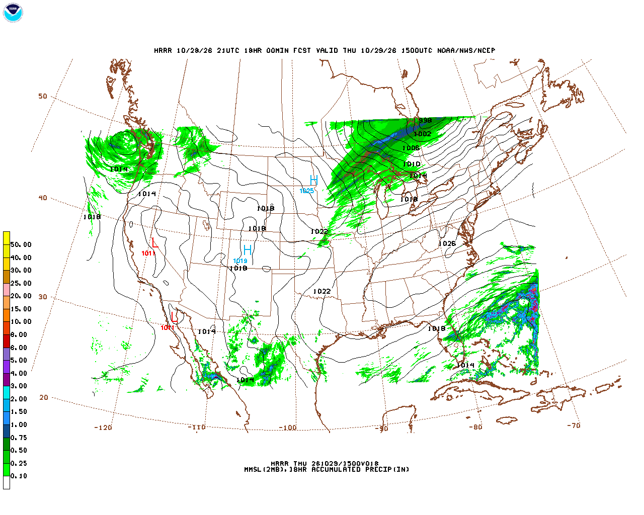 Latest 18 hour total precipitation forecast