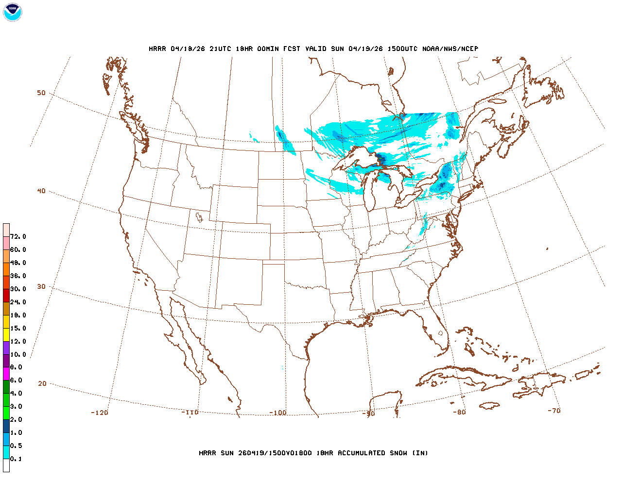Latest 18 hour total precipitation forecast