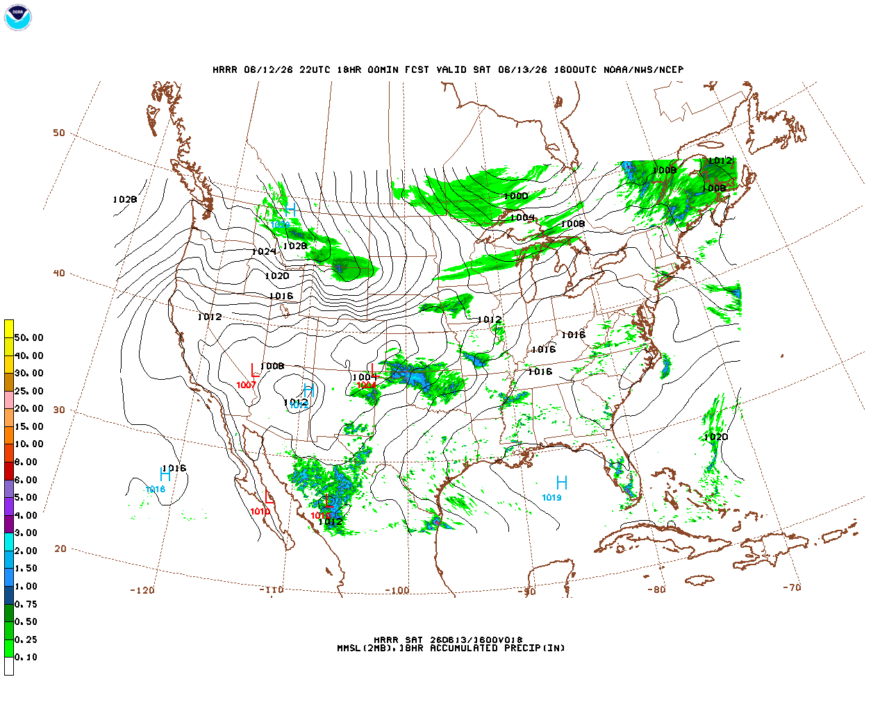 Click to enlarge the hourly precipitation forecast Latest 18 hour total precipitation forecast