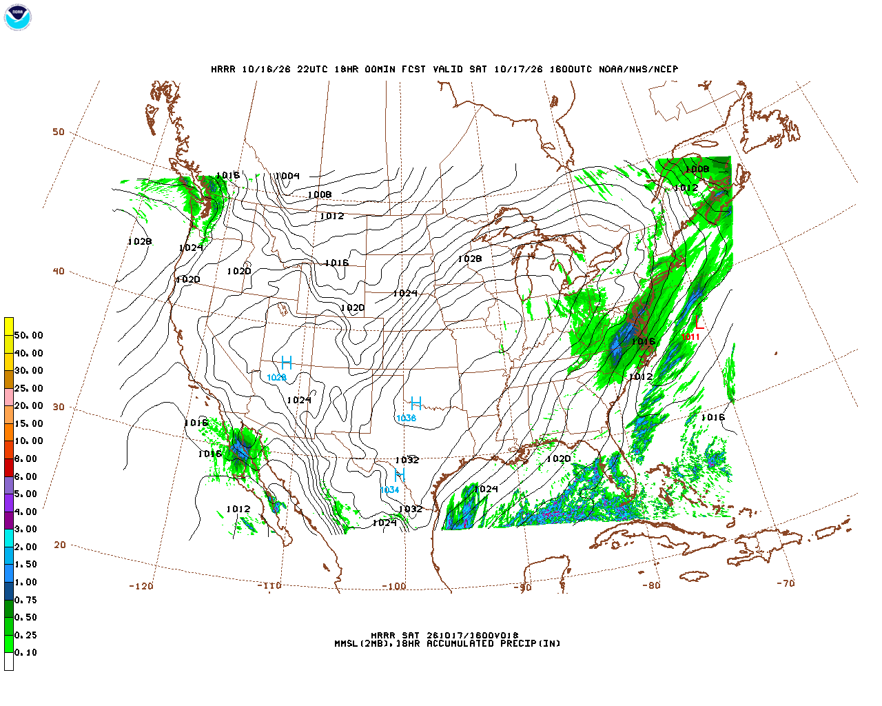 Click to enlarge the hourly precipitation forecast Latest 18 hour total precipitation forecast