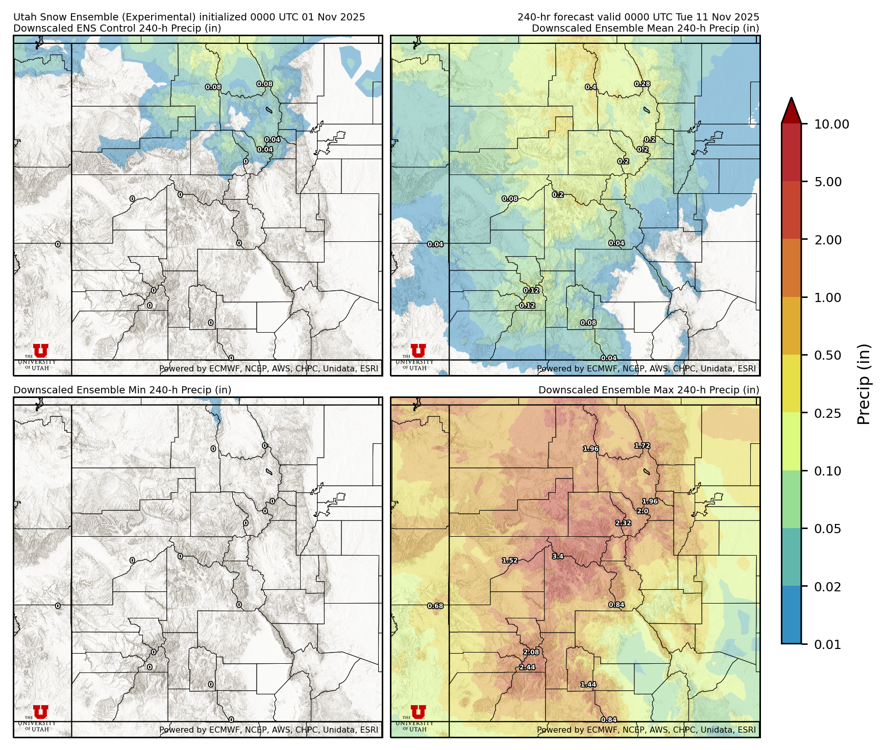 Latest NAEFS total precipitation forecast