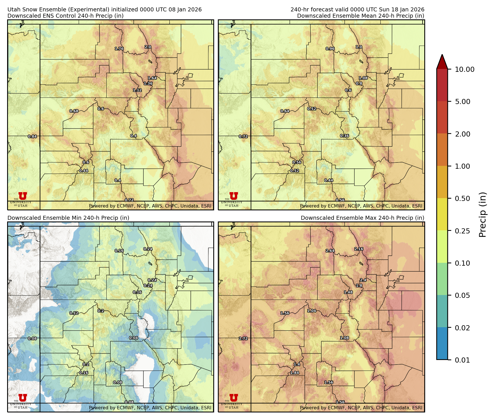 Latest NAEFS total precipitation forecast