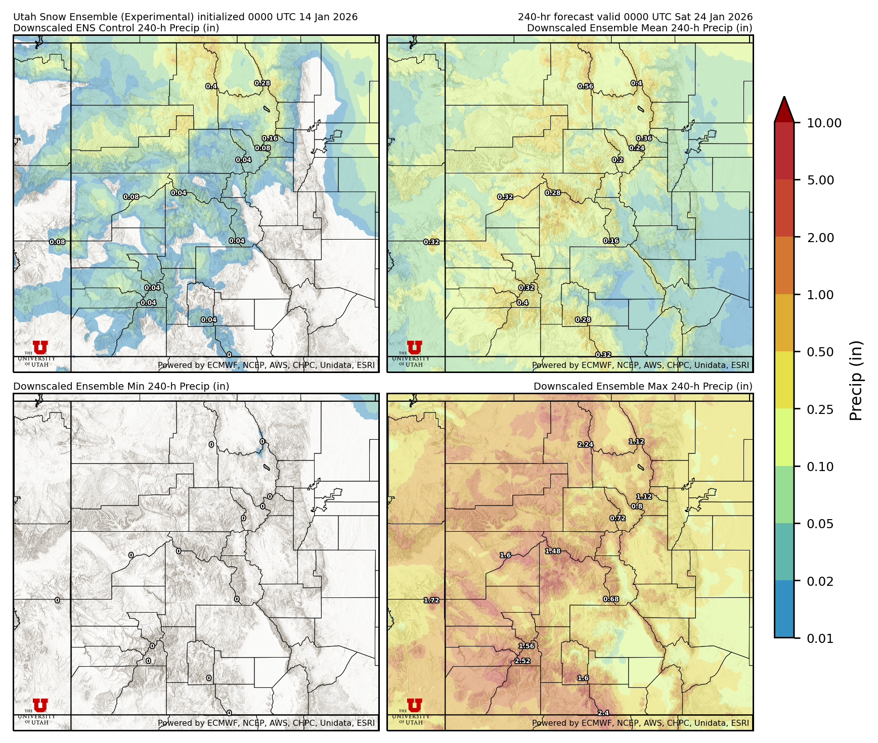 Latest NAEFS total precipitation forecast