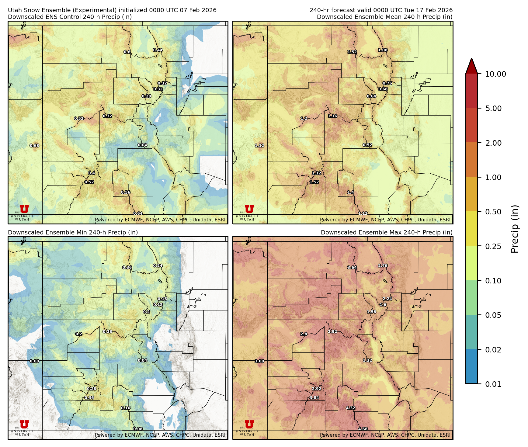 Latest NAEFS total precipitation forecast