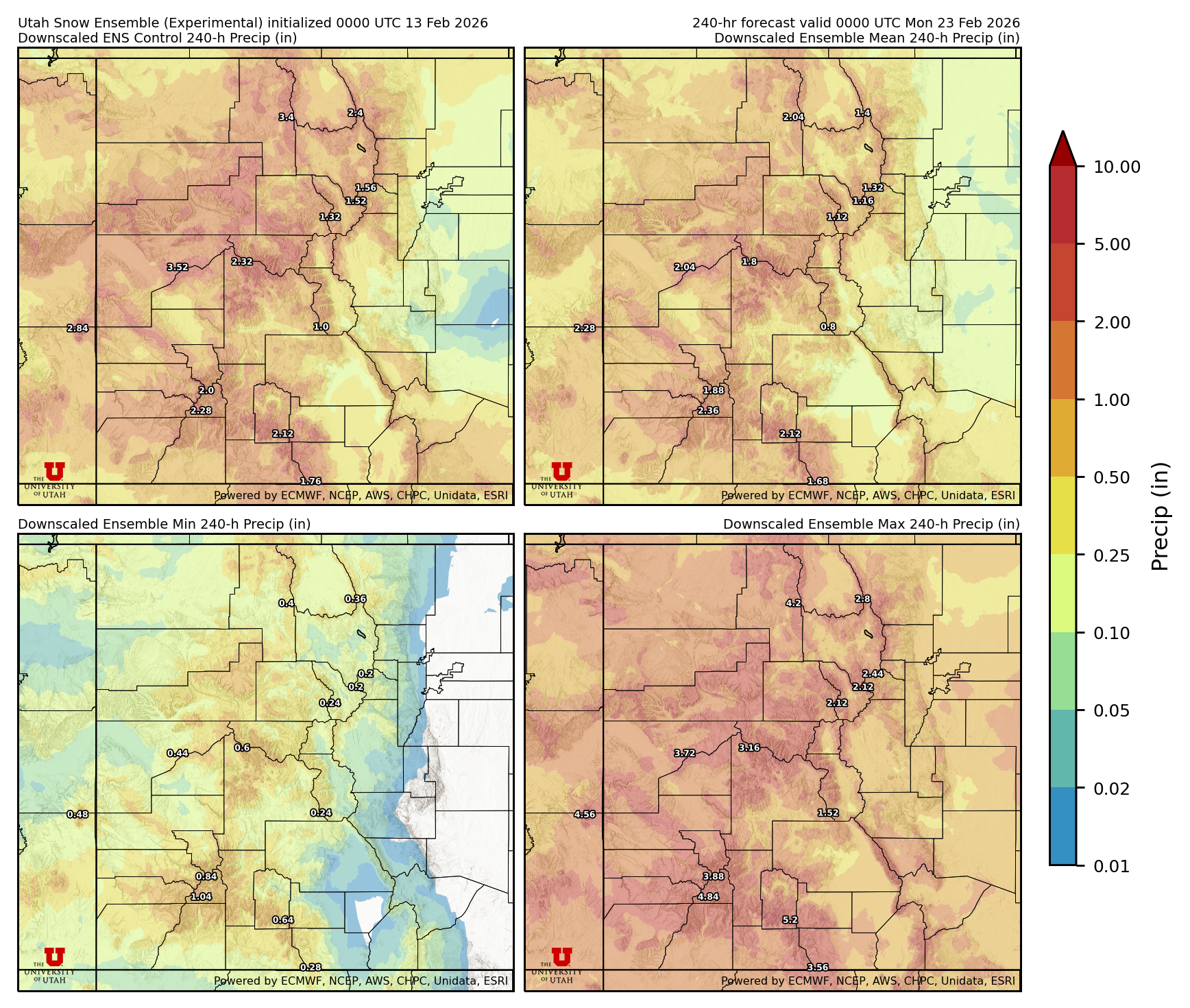 Latest NAEFS total precipitation forecast