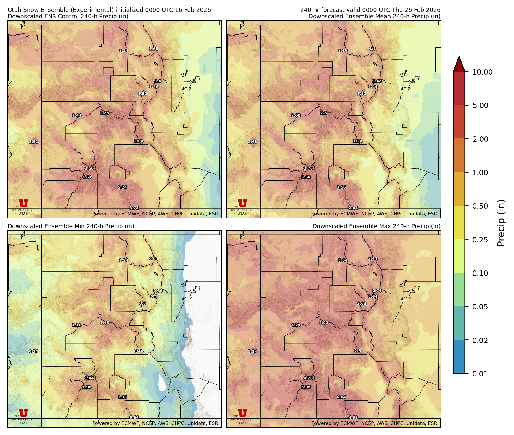 Latest NAEFS total precipitation forecast