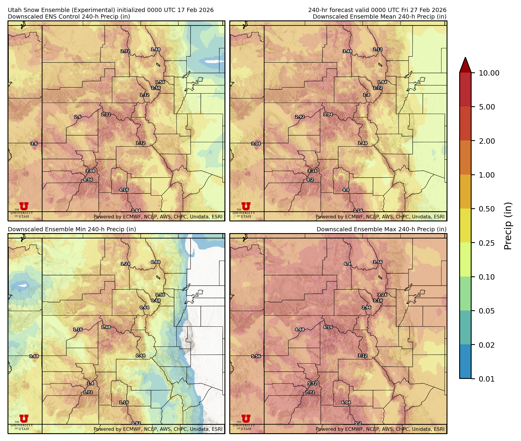 Latest NAEFS total precipitation forecast