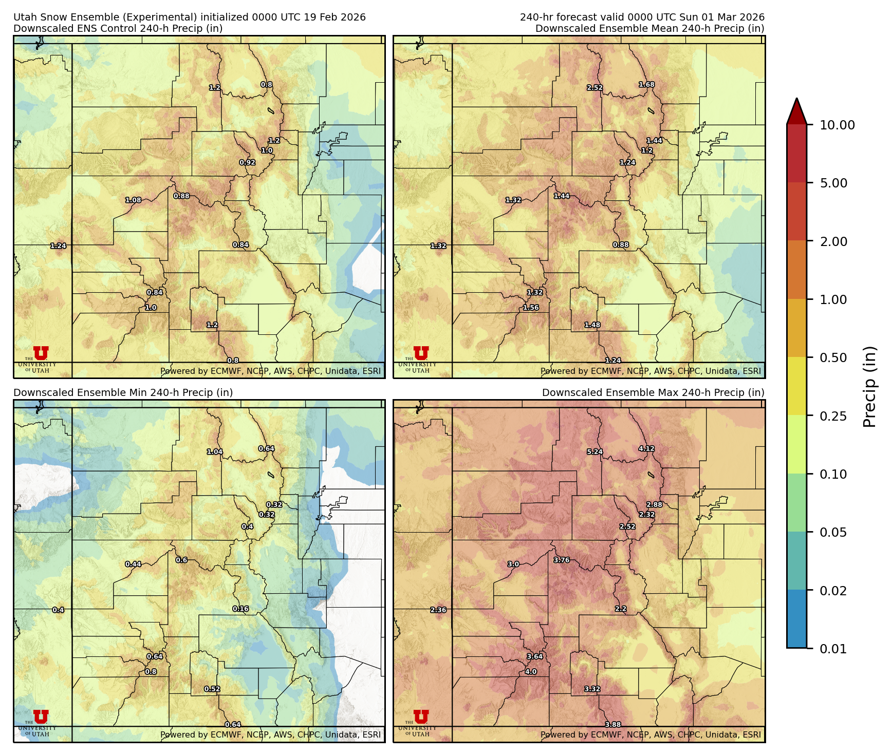 Latest NAEFS total precipitation forecast