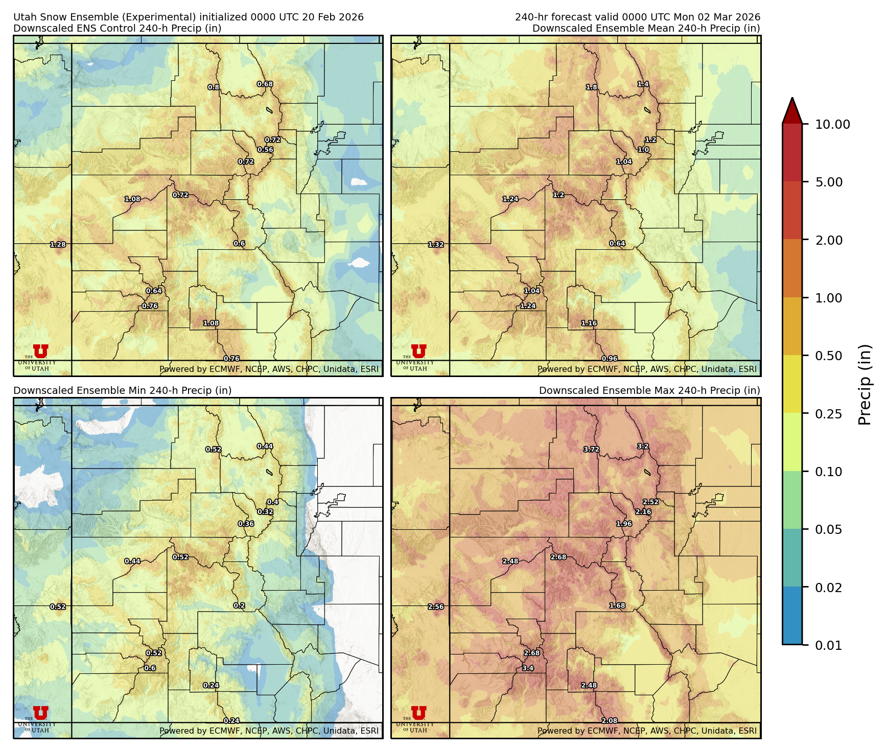 Latest NAEFS total precipitation forecast