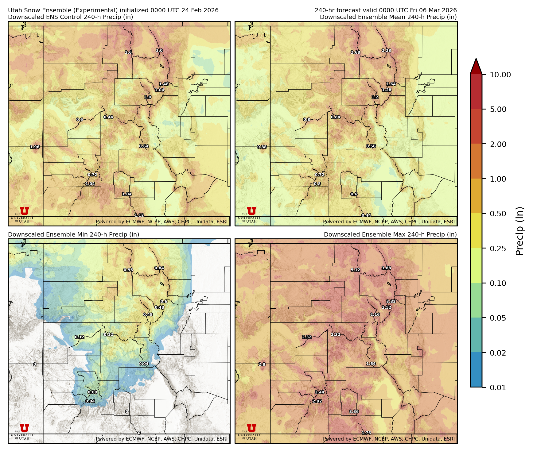 Latest NAEFS total precipitation forecast