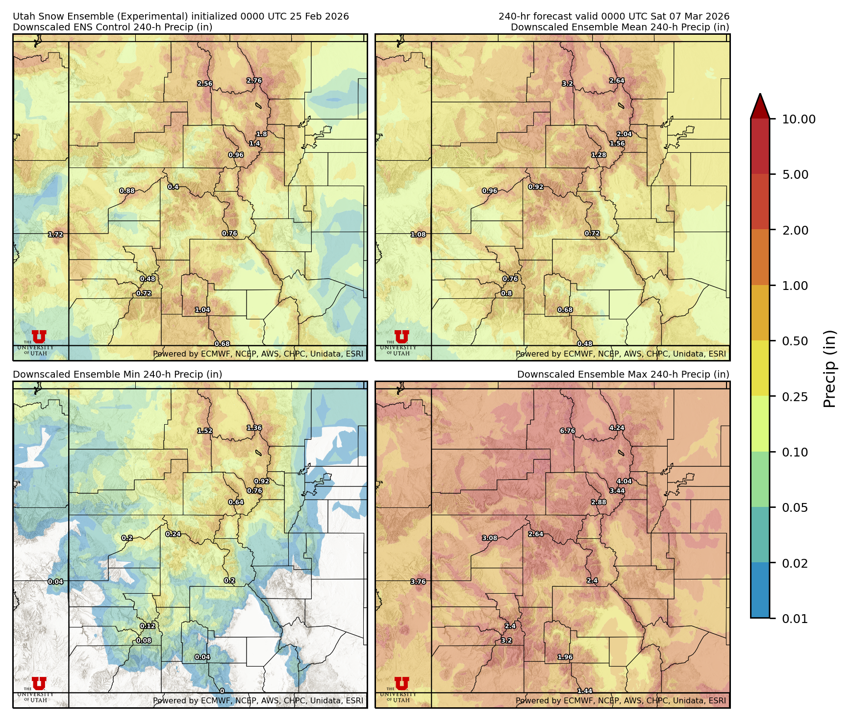 Latest NAEFS total precipitation forecast