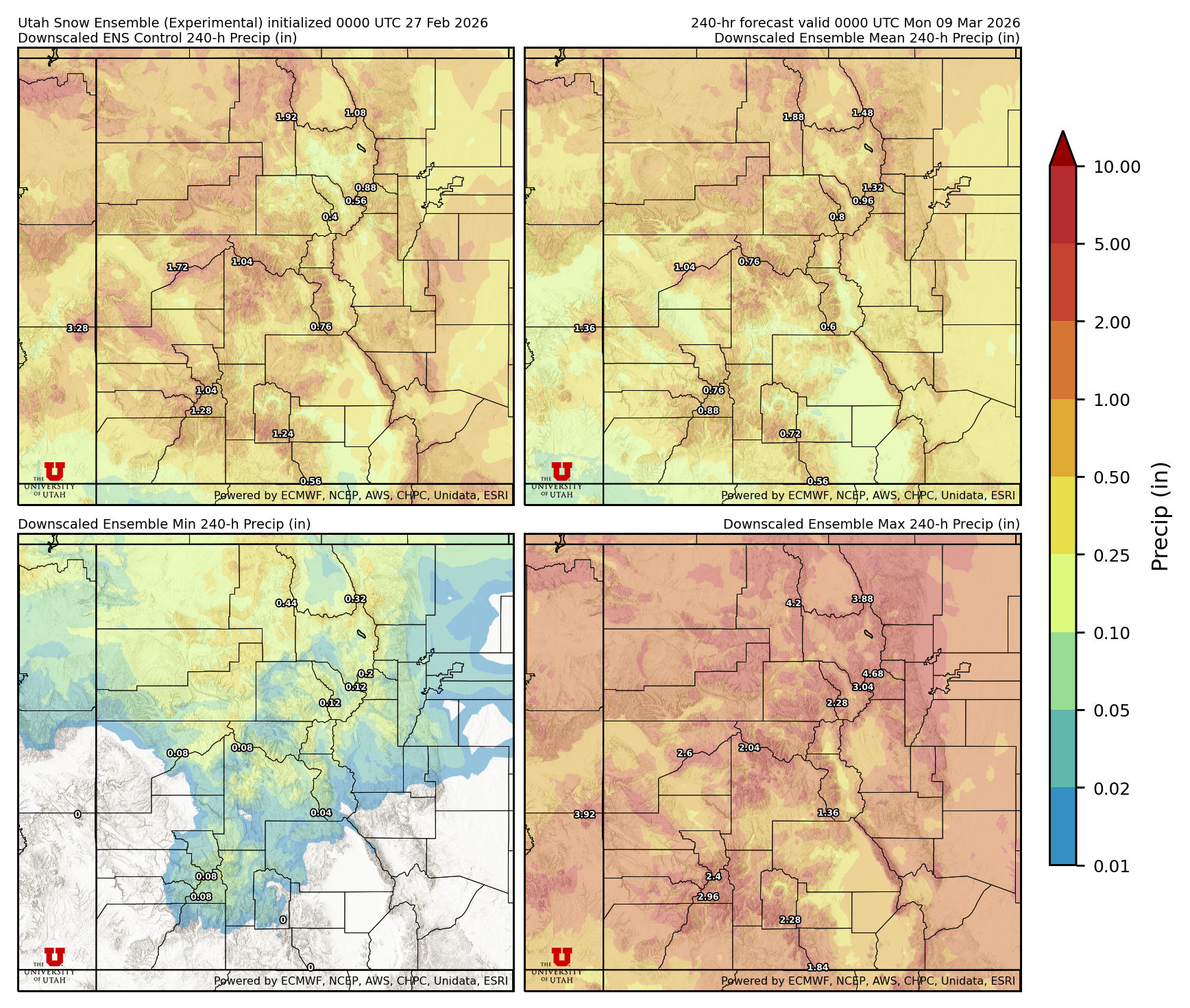 Latest NAEFS total precipitation forecast