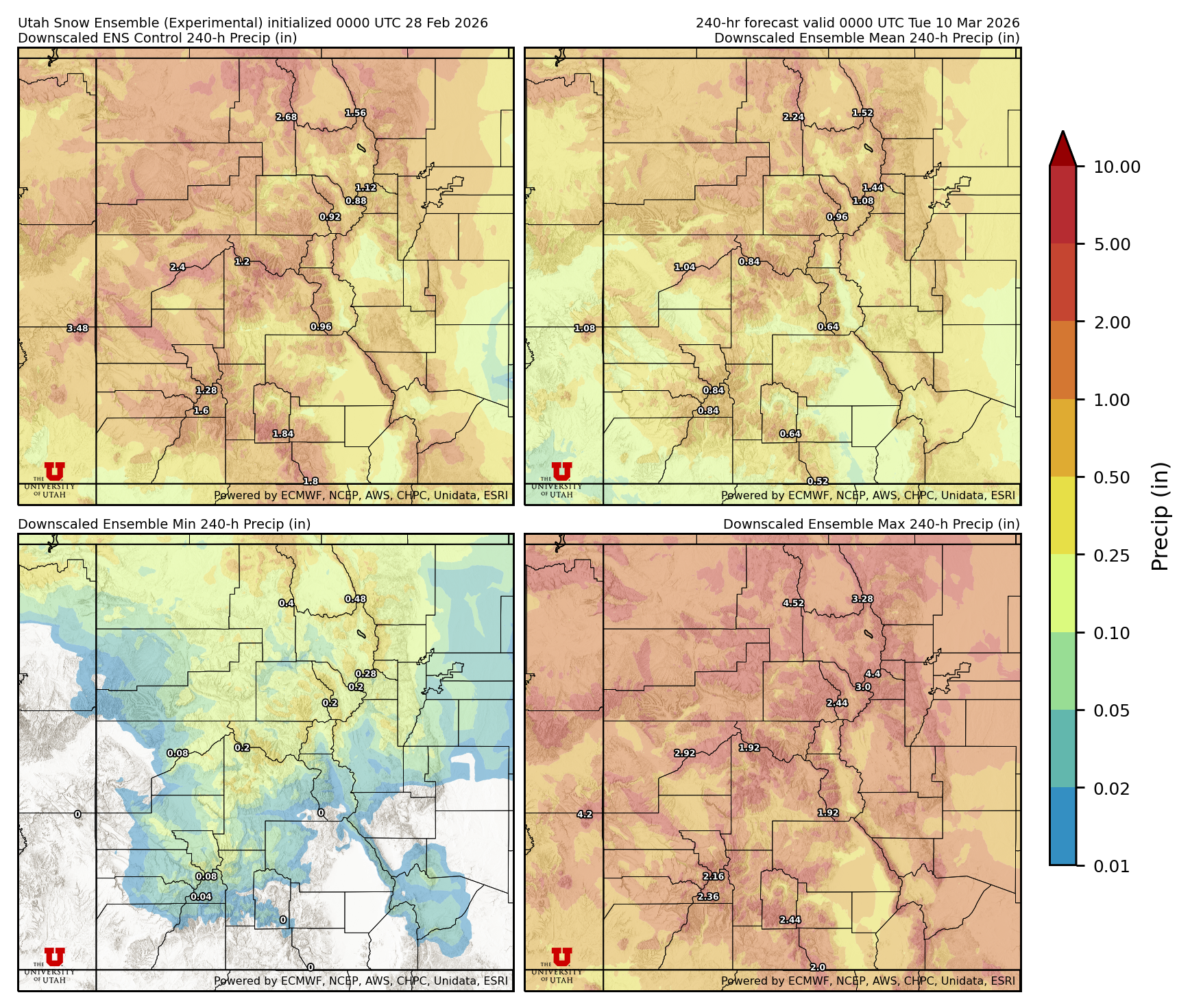 Latest NAEFS total precipitation forecast