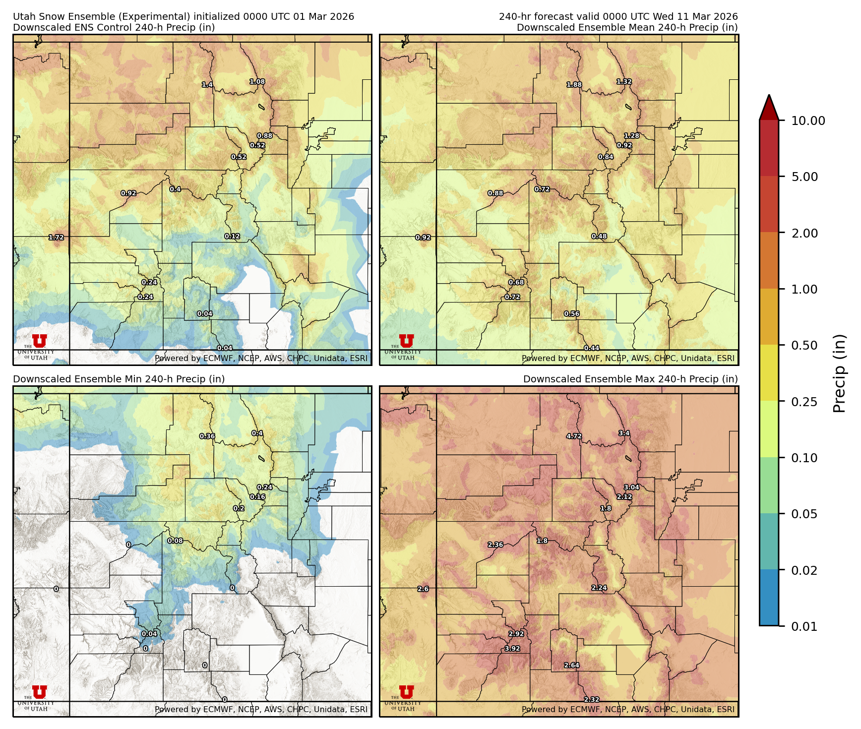 Latest NAEFS total precipitation forecast