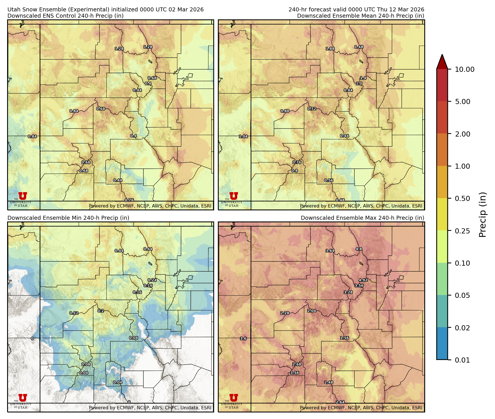 Latest NAEFS total precipitation forecast