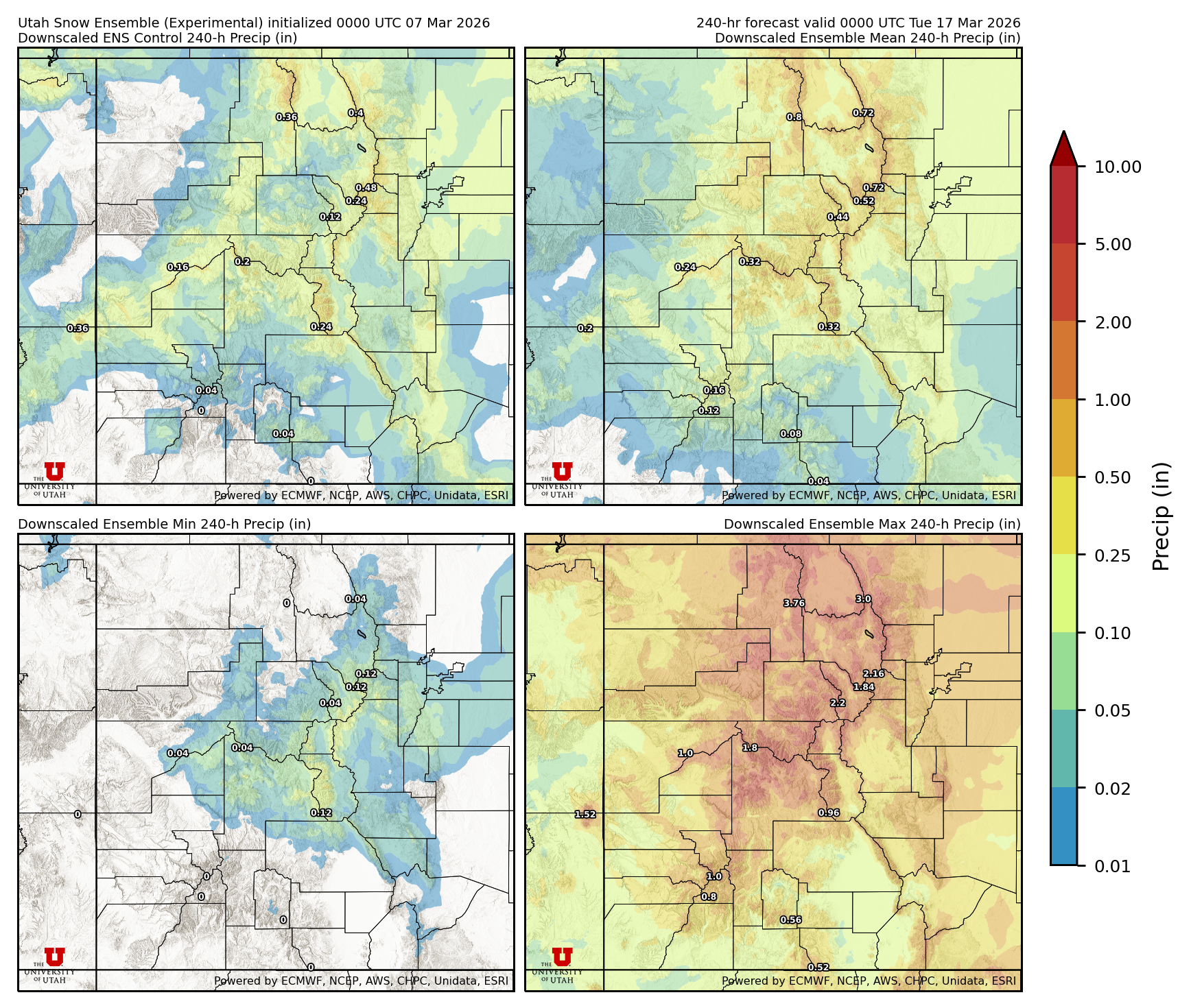 Latest NAEFS total precipitation forecast