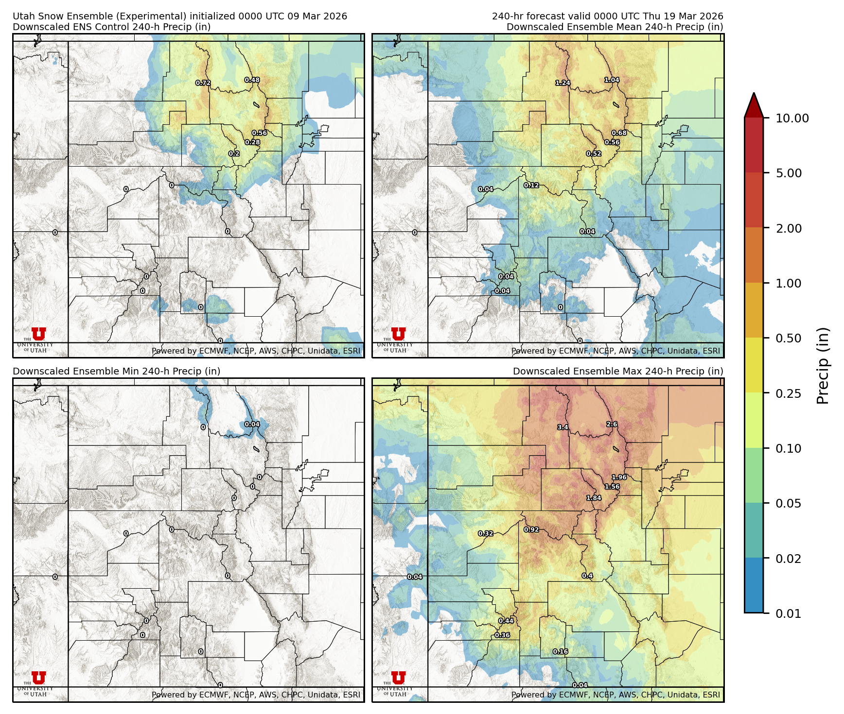 Latest NAEFS total precipitation forecast