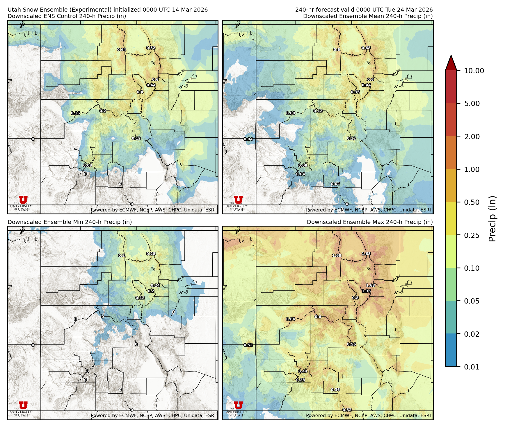Latest NAEFS total precipitation forecast