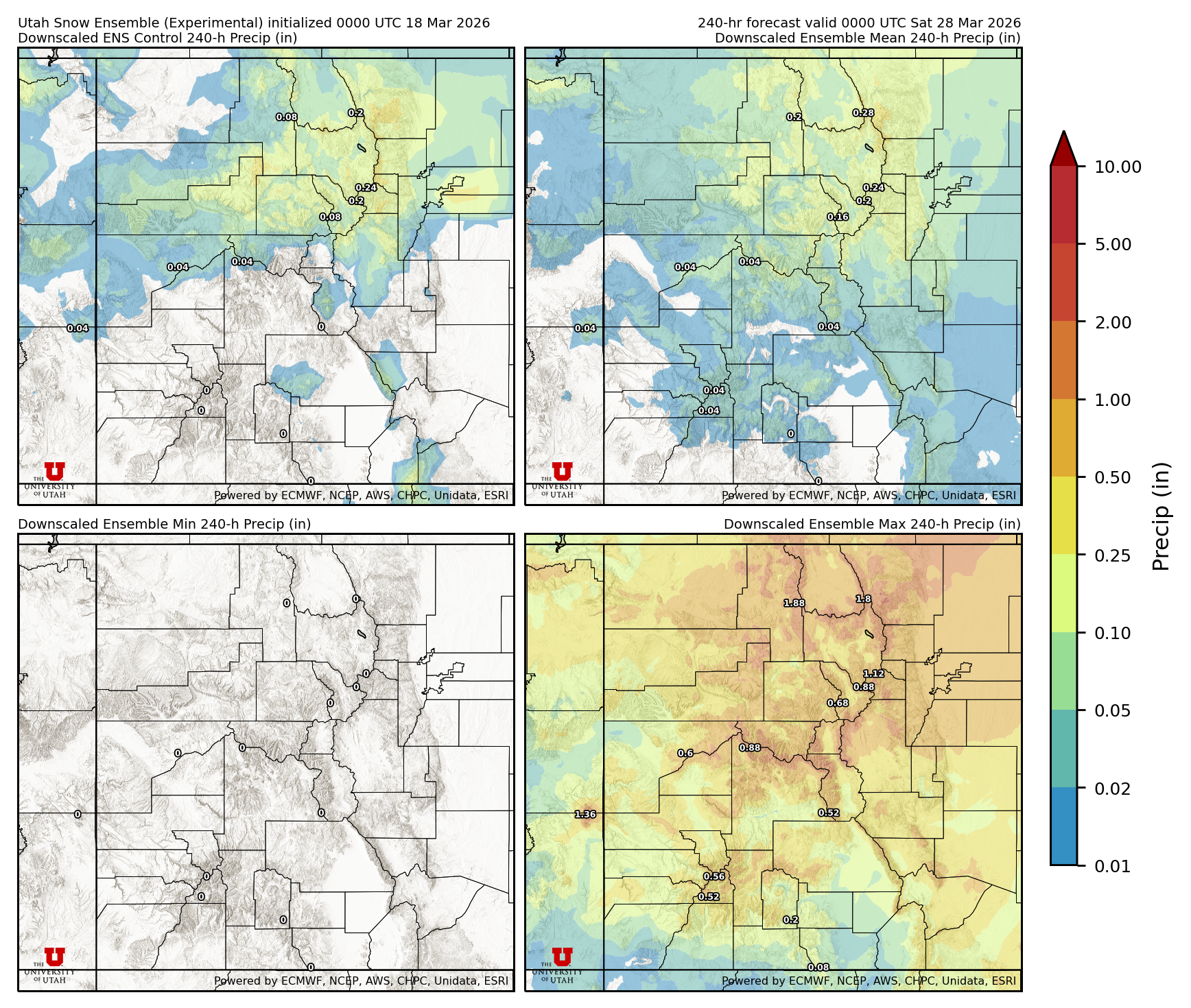 Latest NAEFS total precipitation forecast