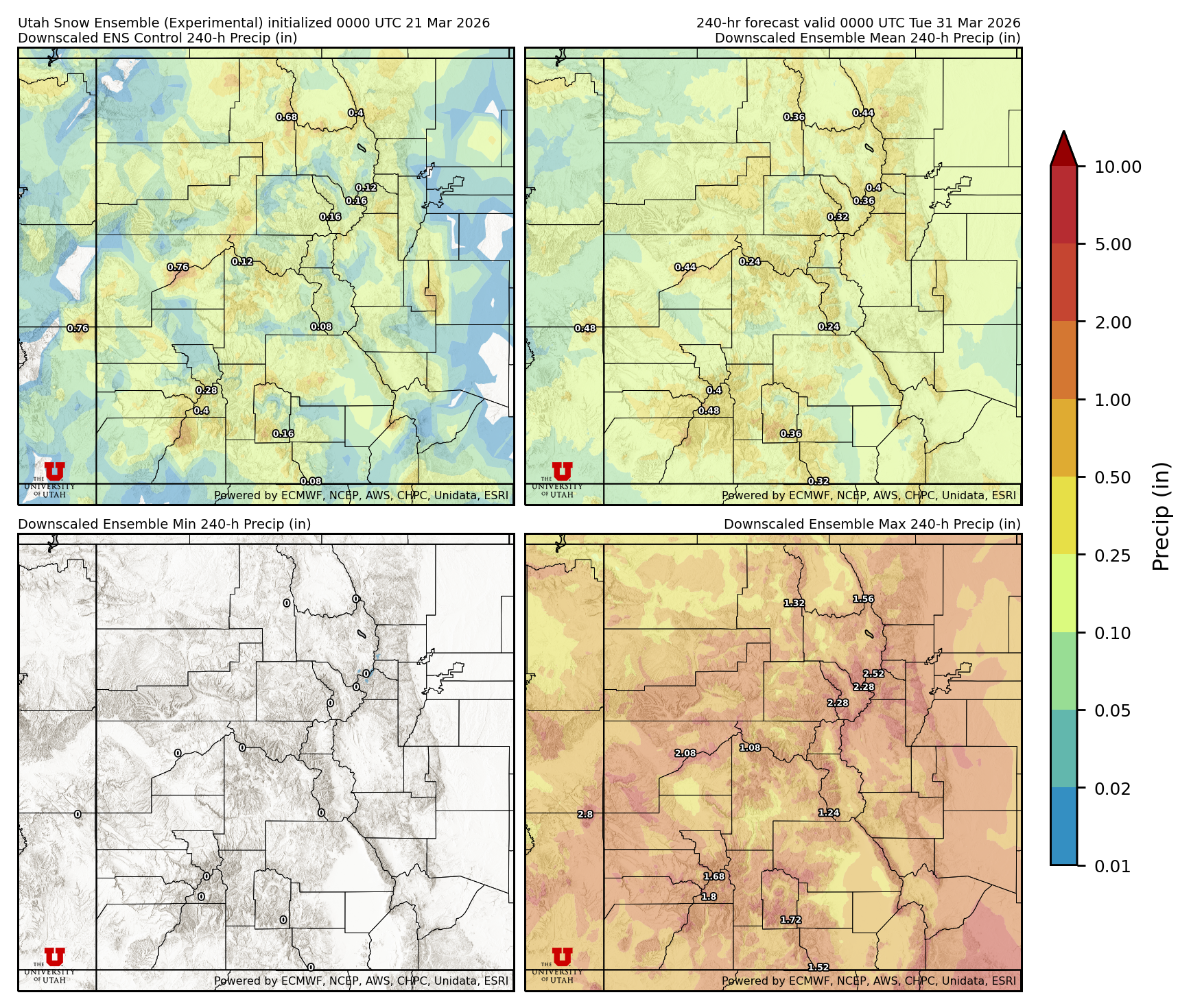 Latest NAEFS total precipitation forecast