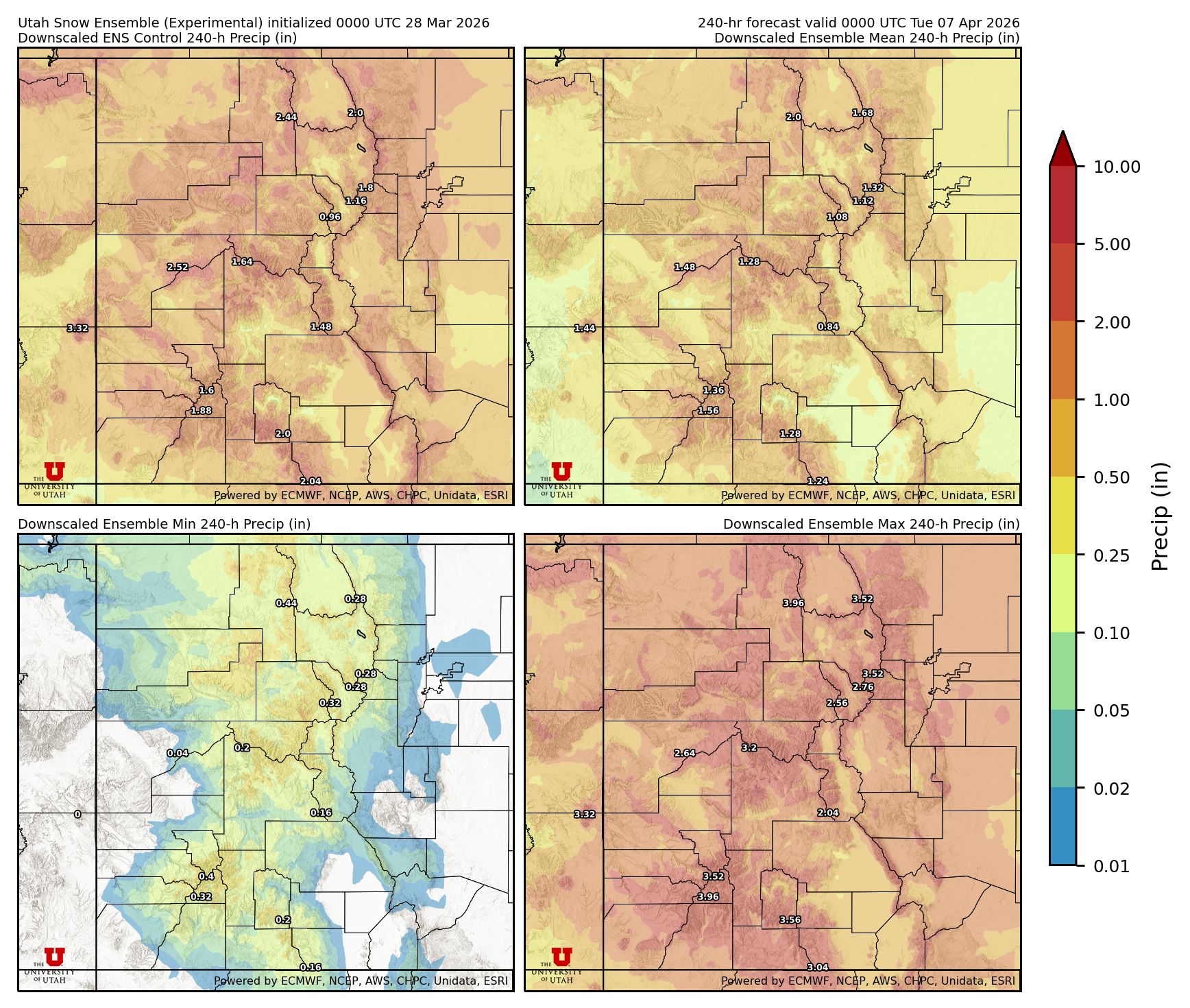 Latest NAEFS total precipitation forecast
