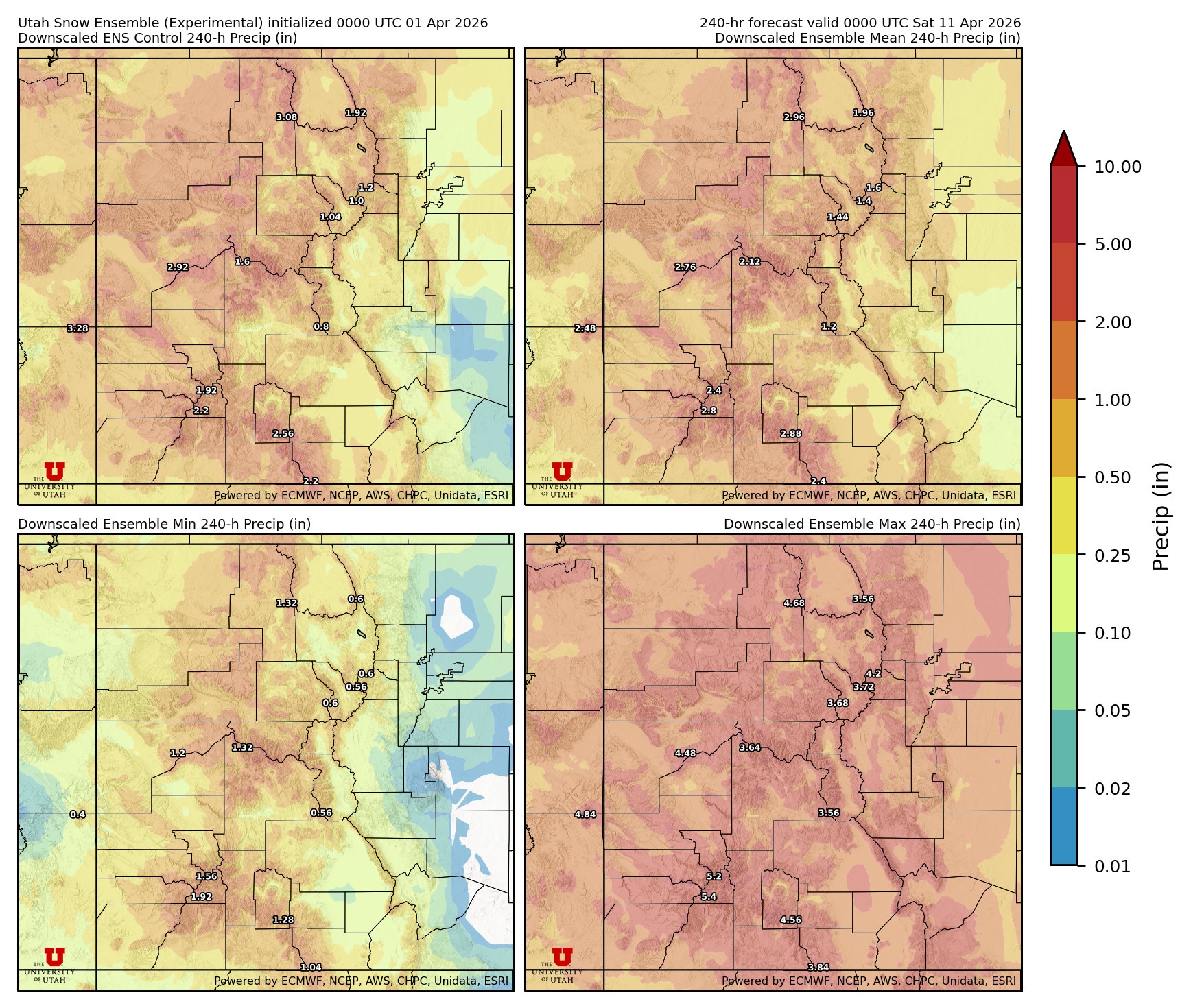 Latest NAEFS total precipitation forecast