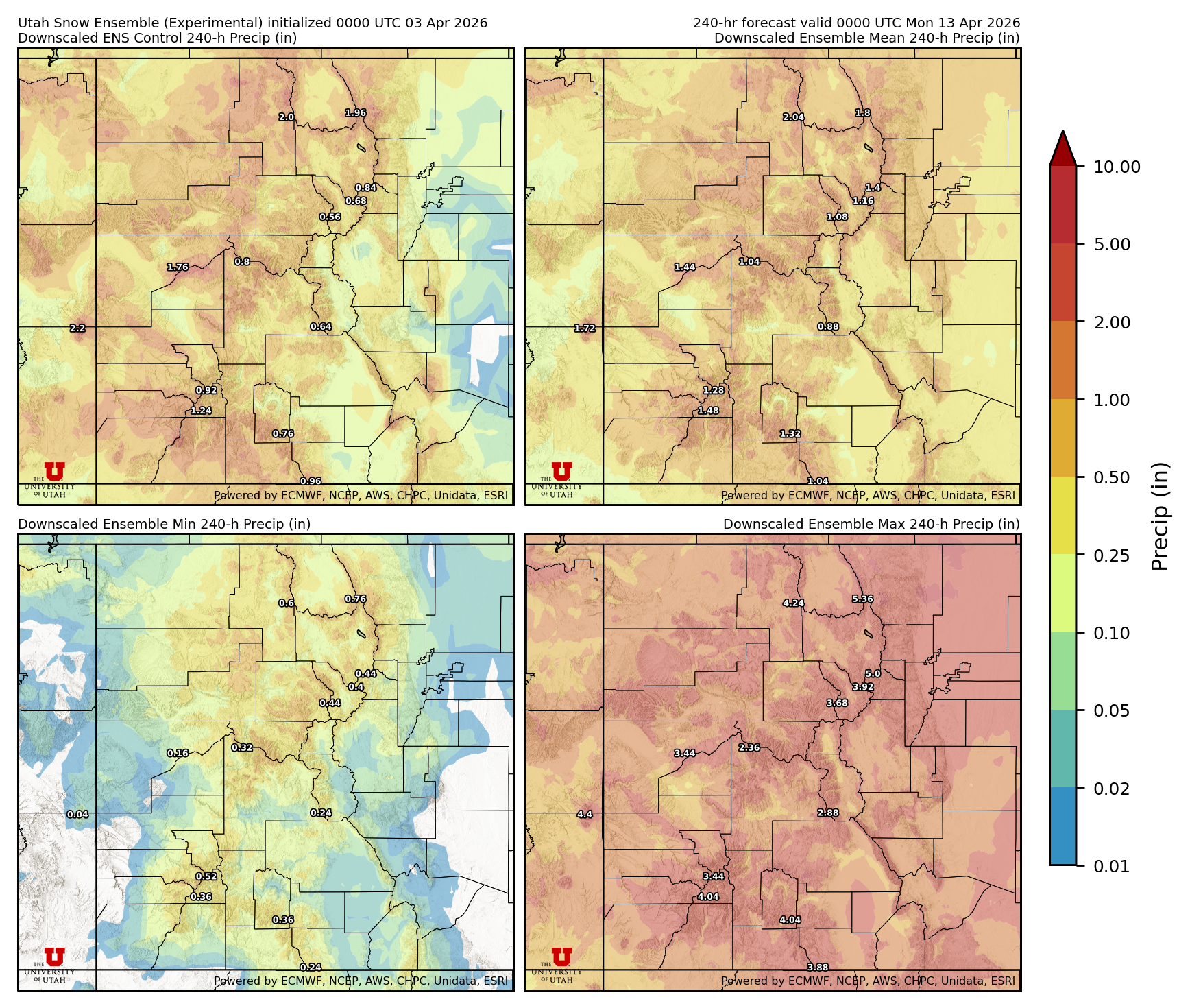 Latest NAEFS total precipitation forecast