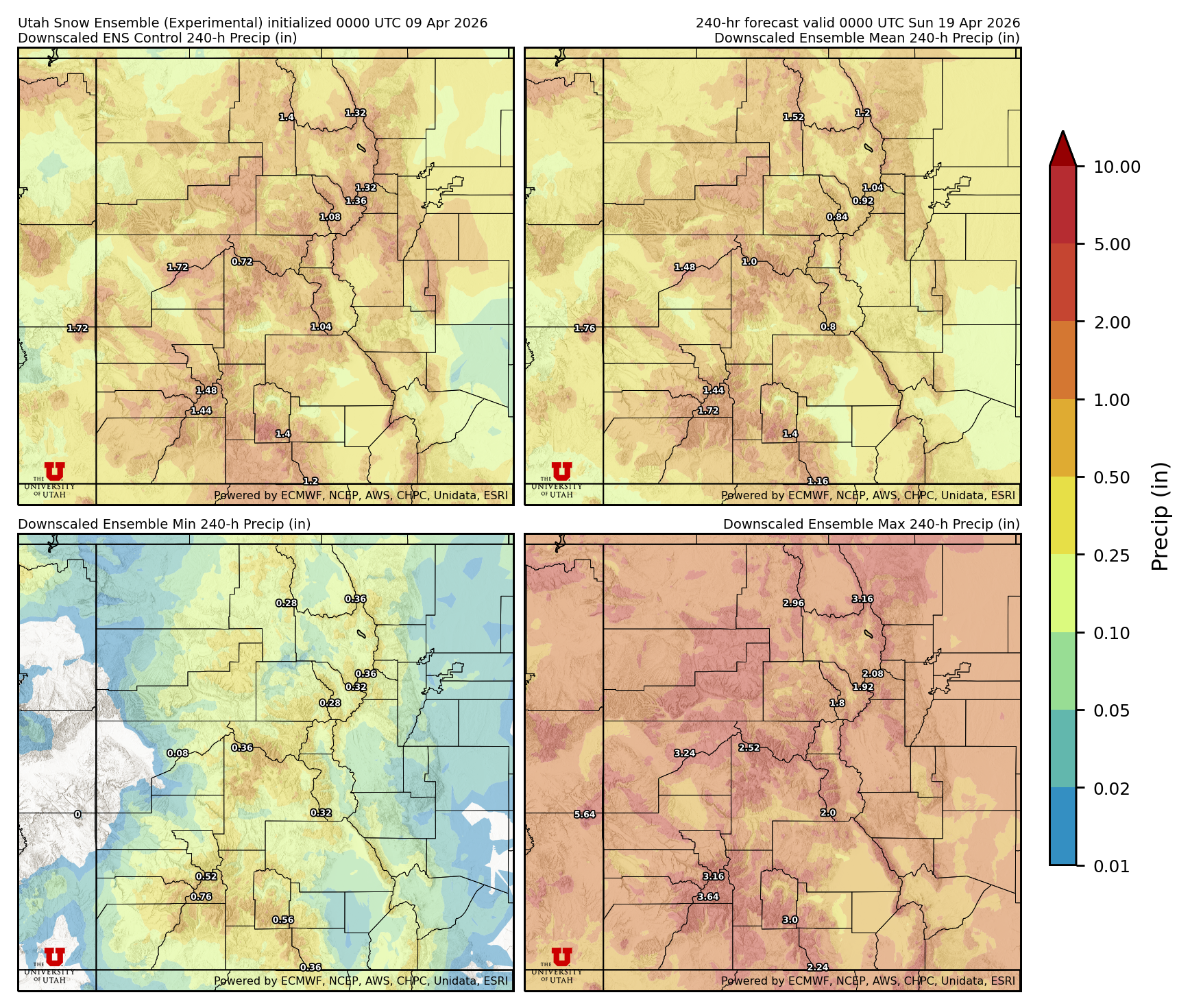 Latest NAEFS total precipitation forecast