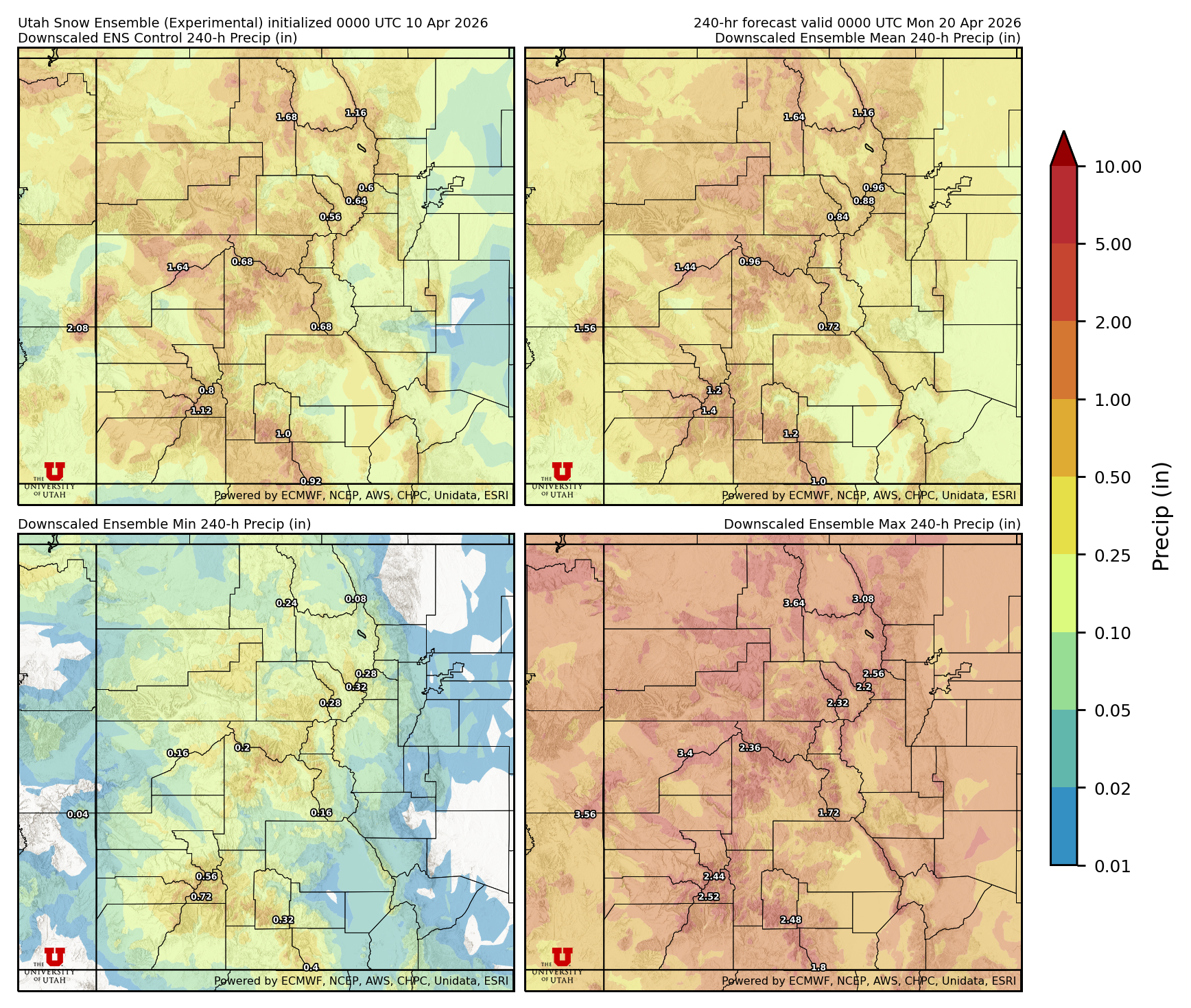 Latest NAEFS total precipitation forecast
