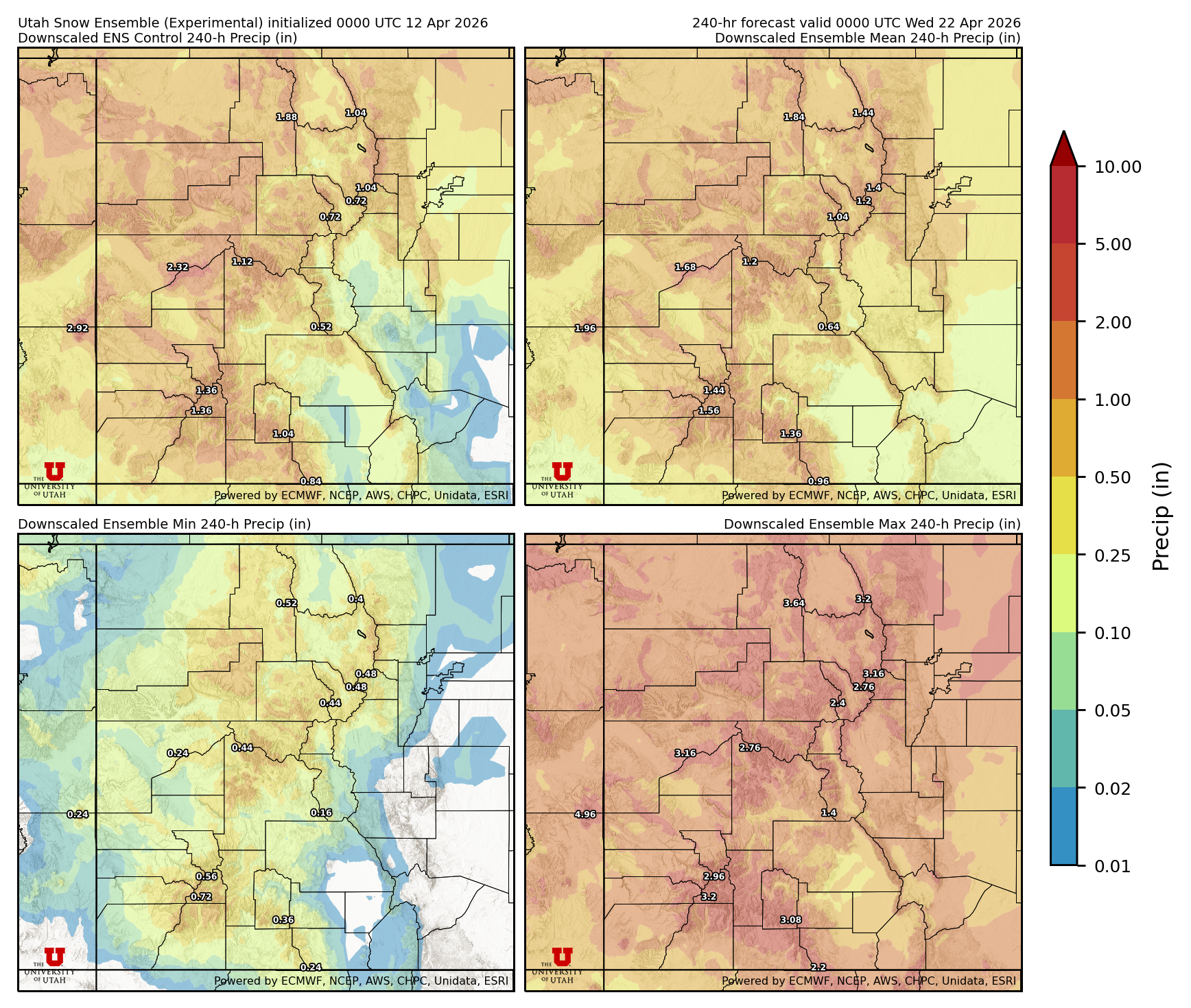 Latest NAEFS total precipitation forecast