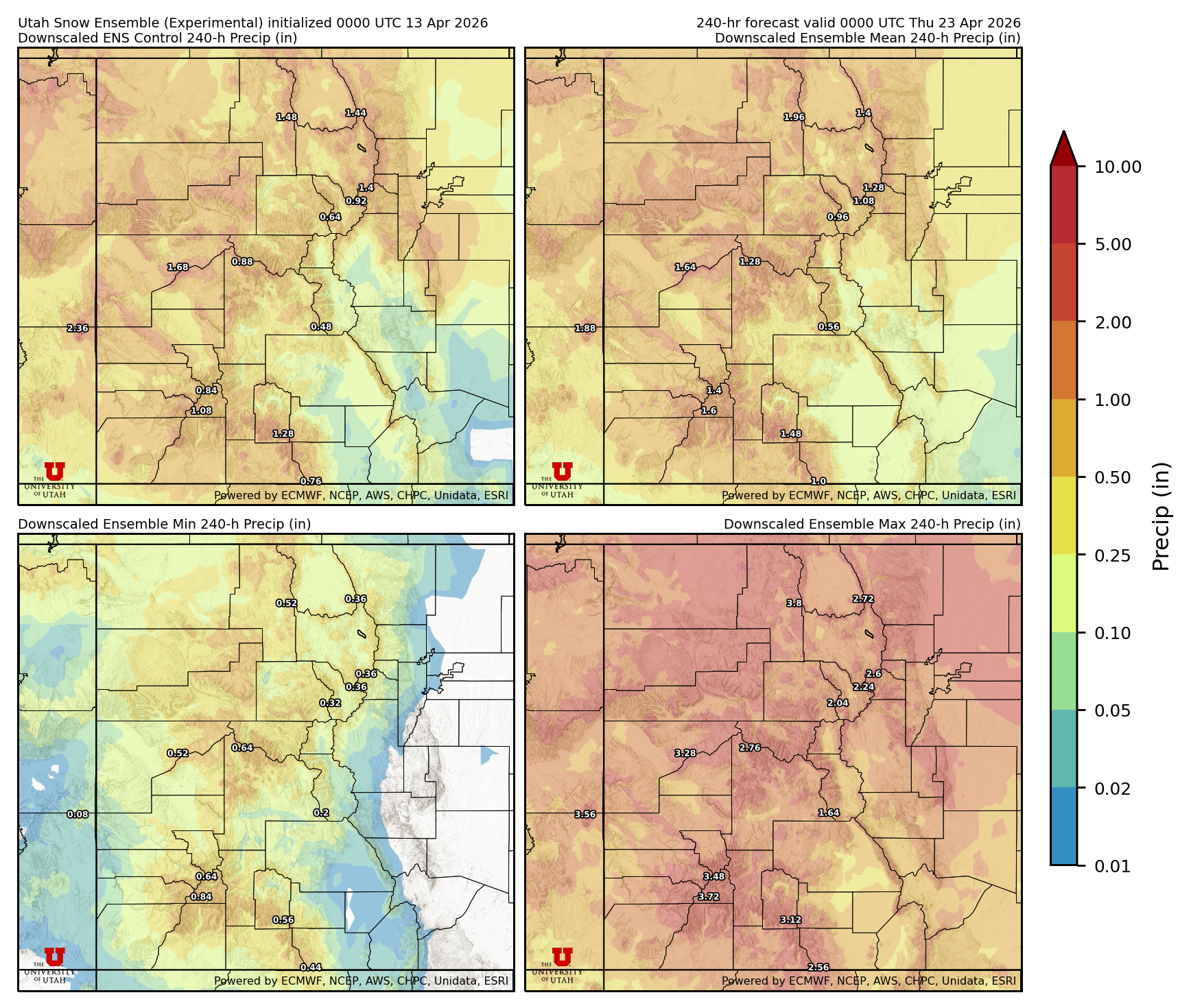 Latest NAEFS total precipitation forecast