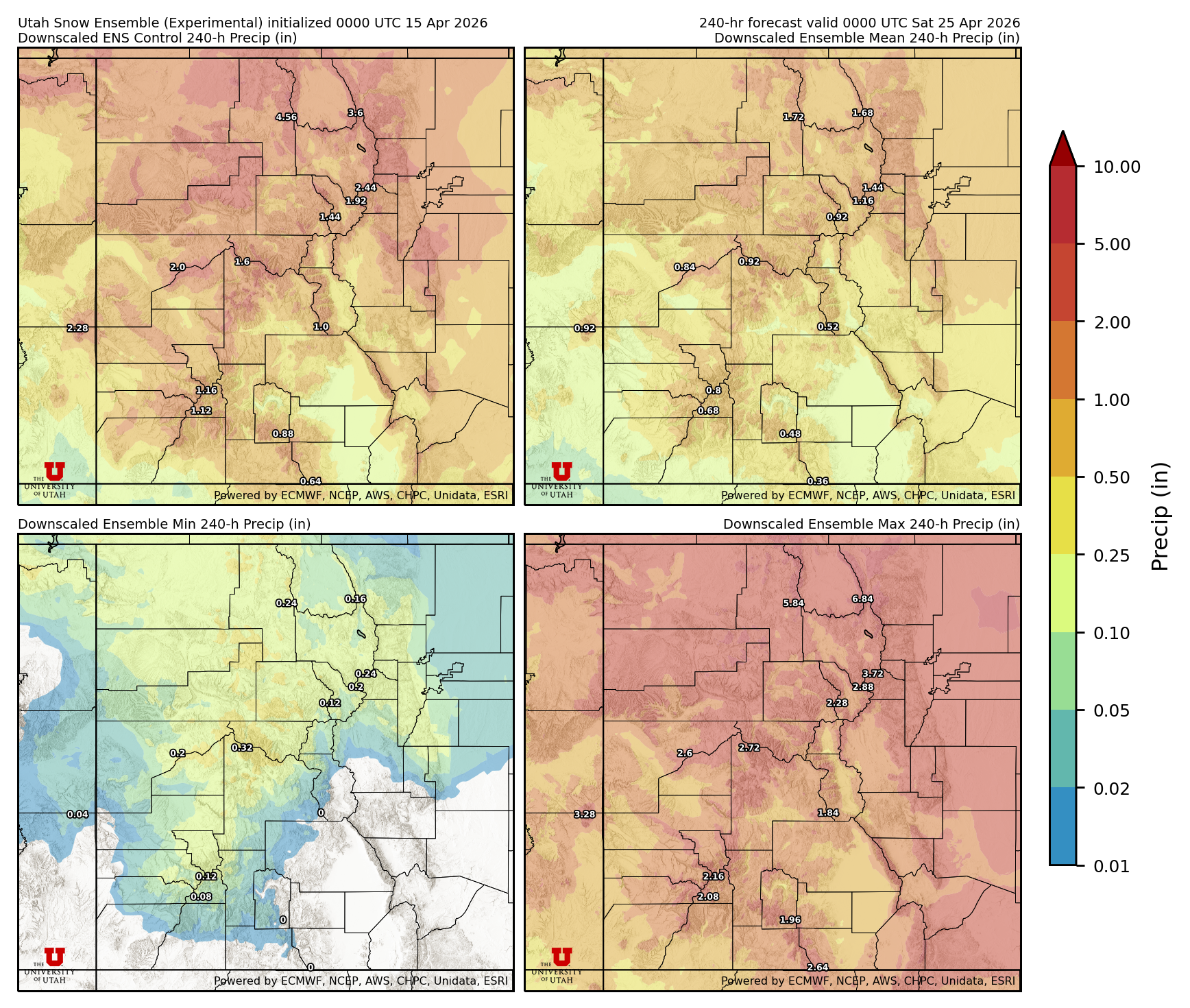 Latest NAEFS total precipitation forecast