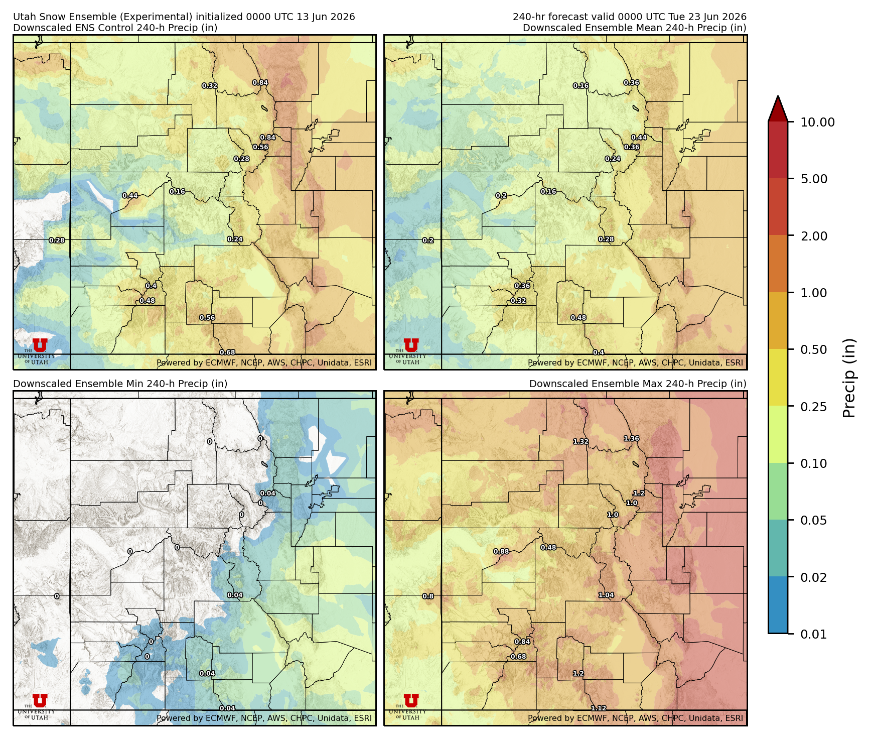 Latest NAEFS total precipitation forecast
