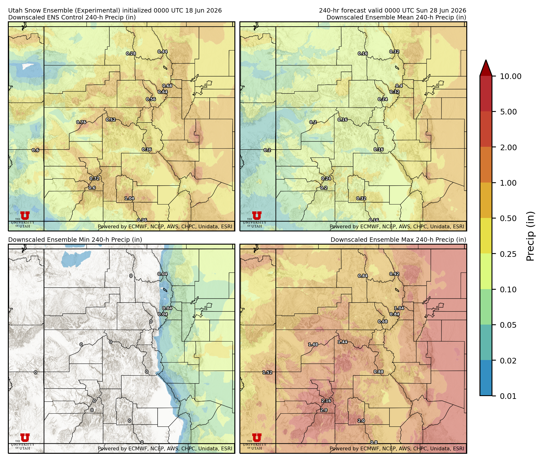 Latest NAEFS total precipitation forecast